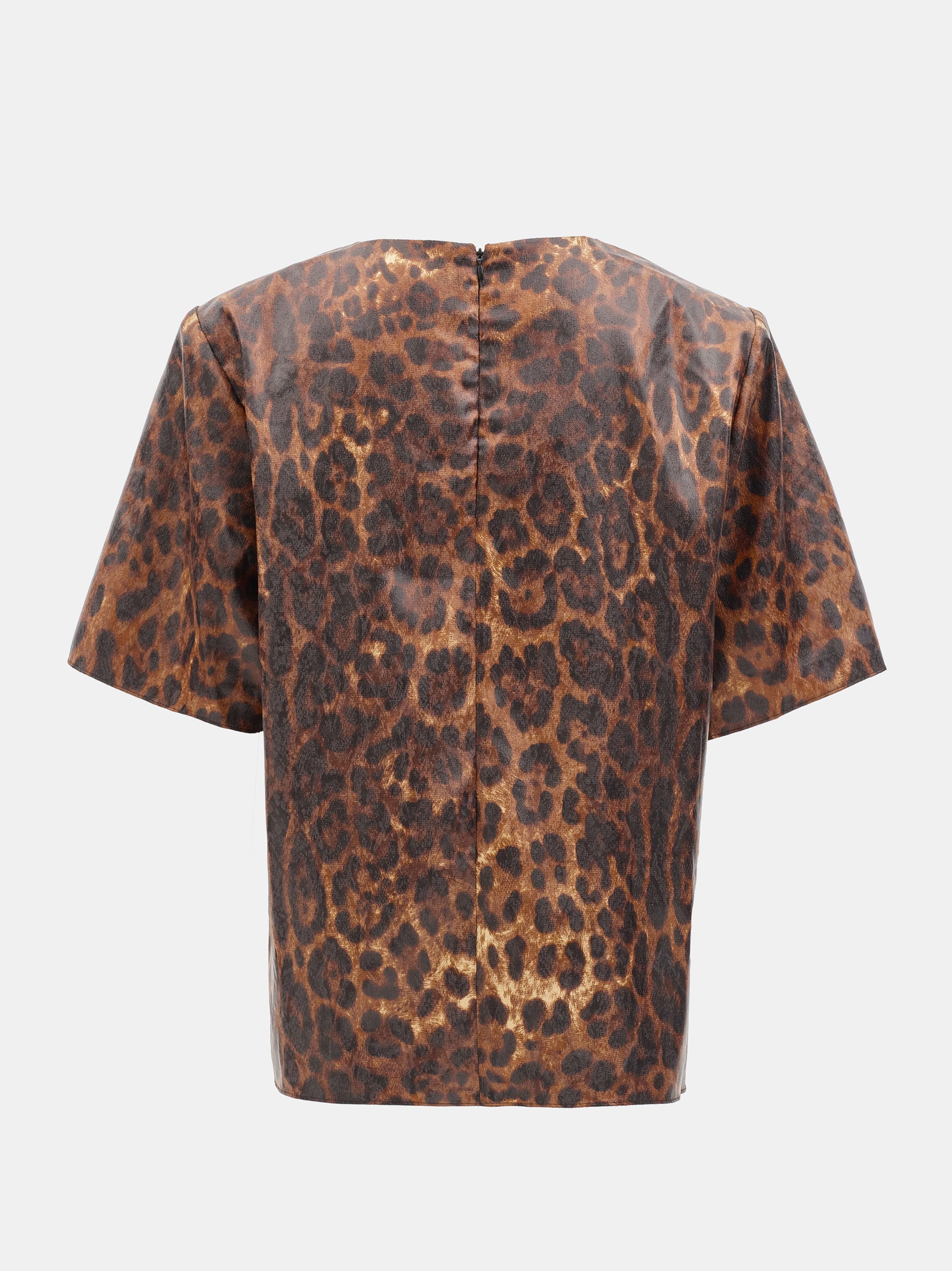 Printed Shoulder-Pad Top, Leopard
