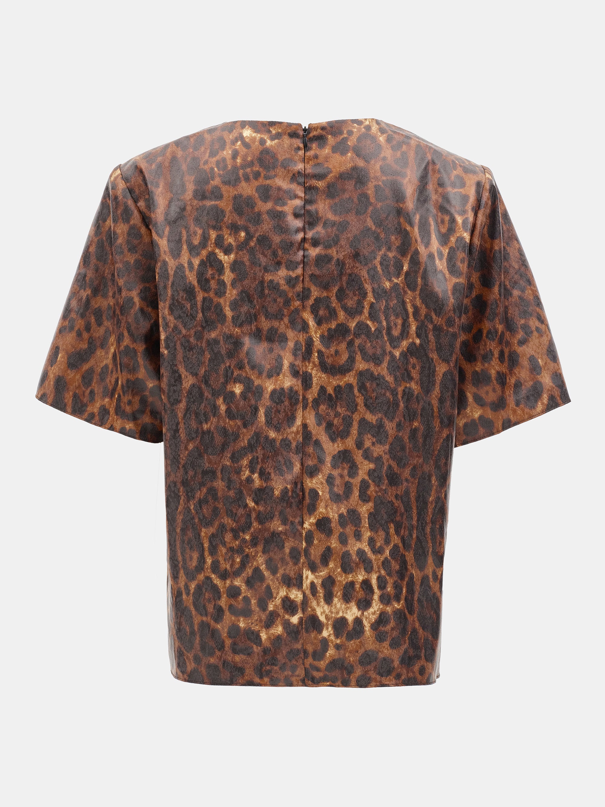 Printed Shoulder-Pad Top, Leopard