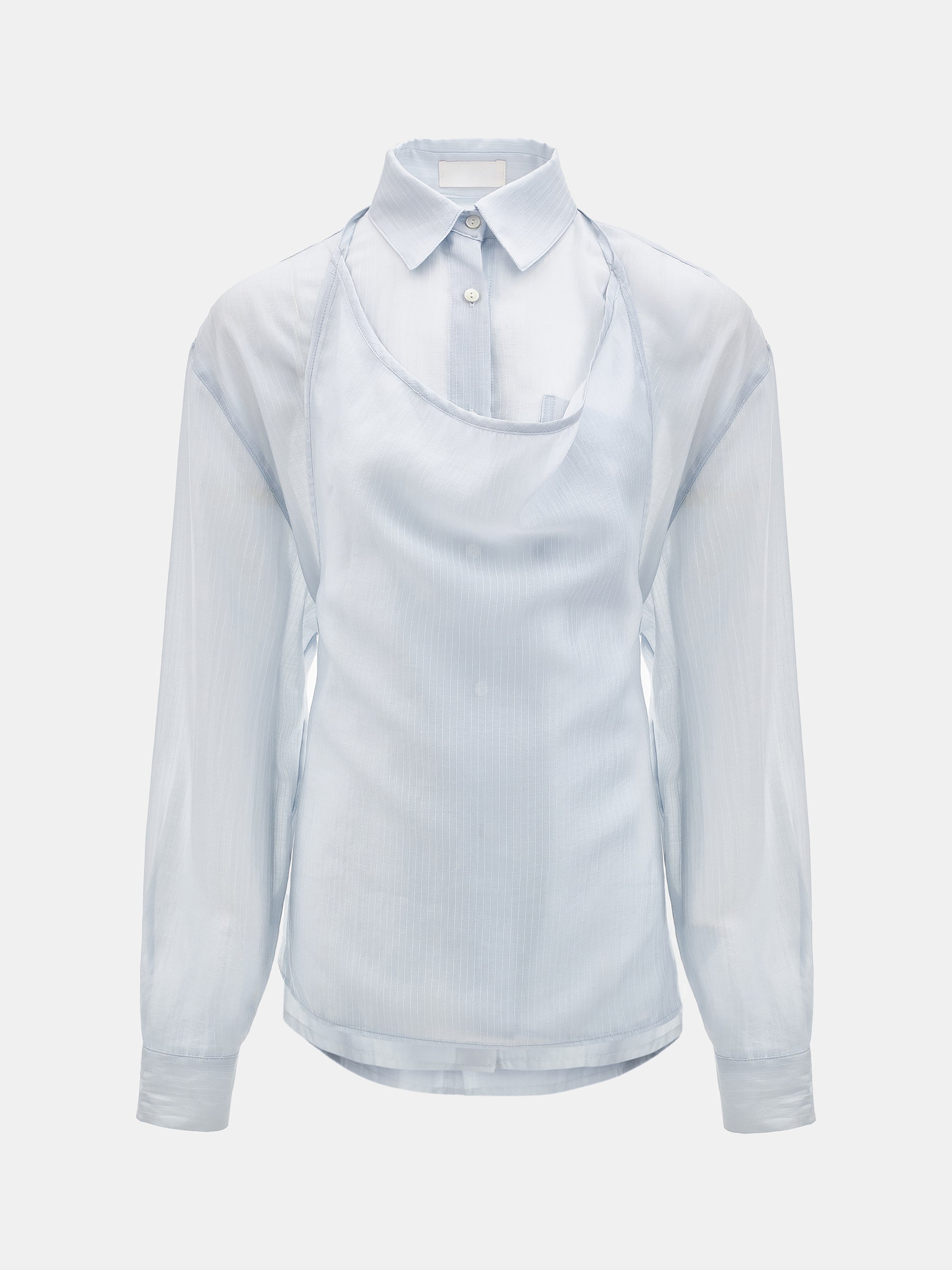Layered Striped Shirt, Pale Blue