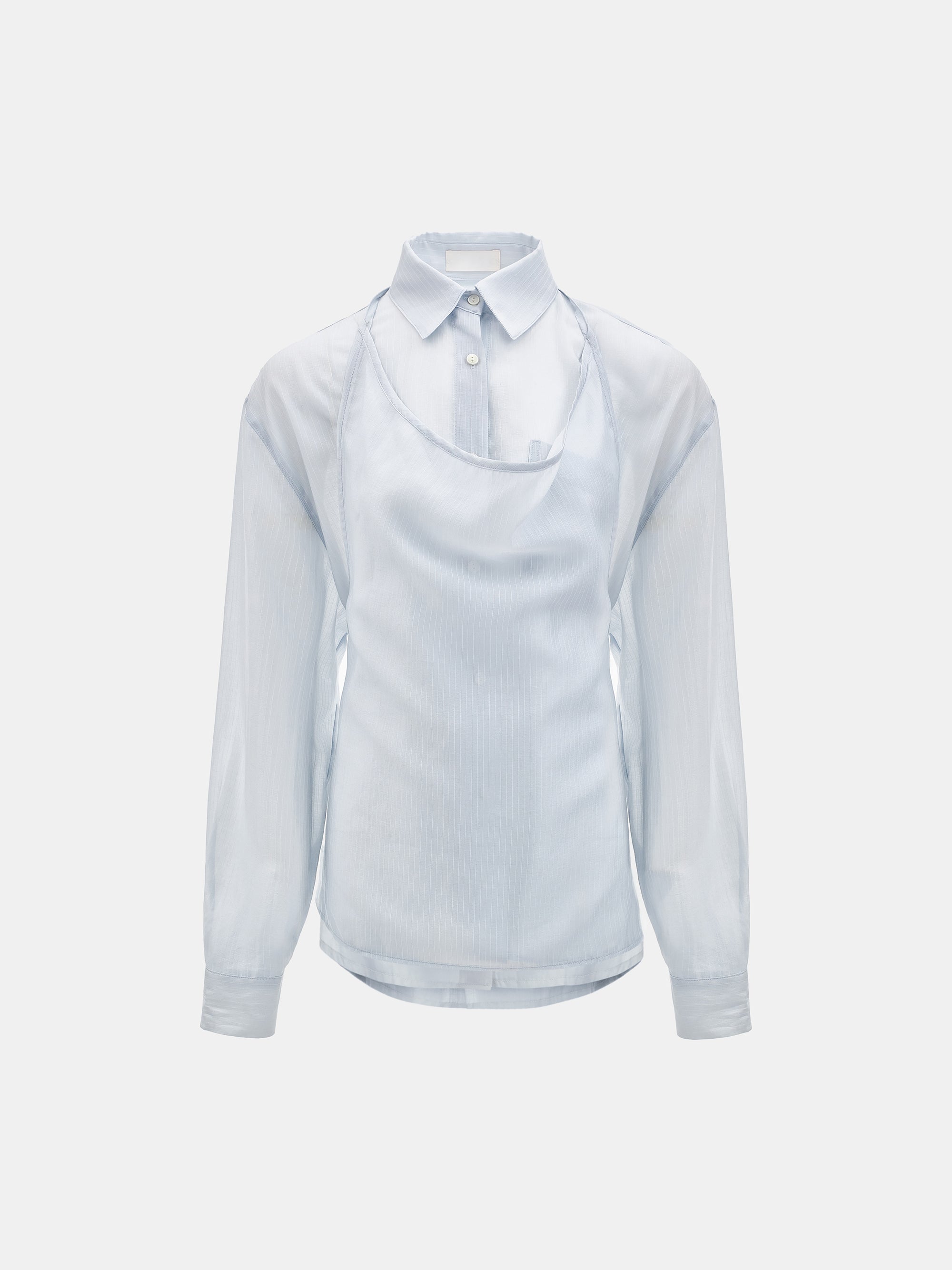 Layered Striped Shirt, Pale Blue