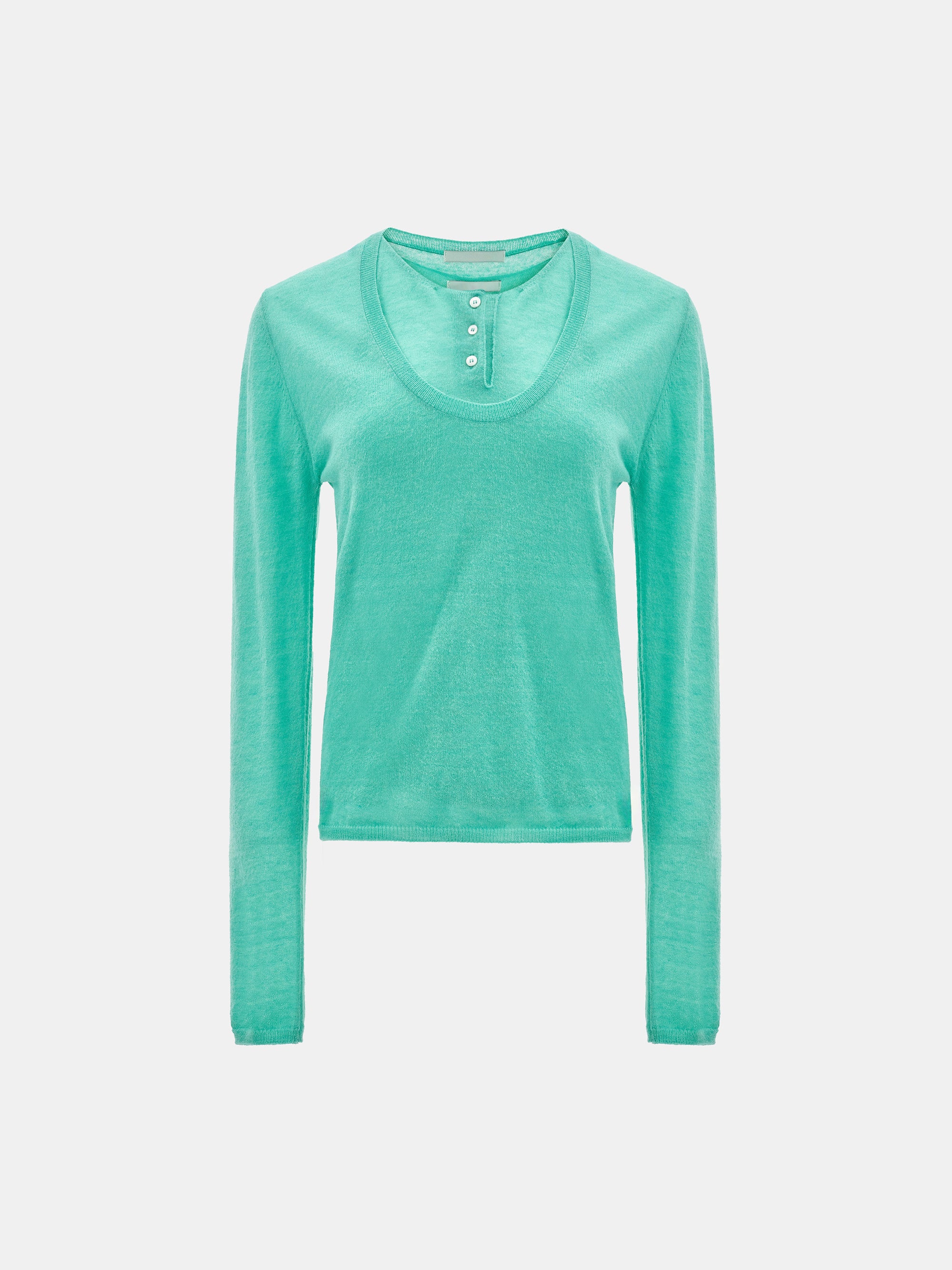 Double-Layer Knit Top, Aqua