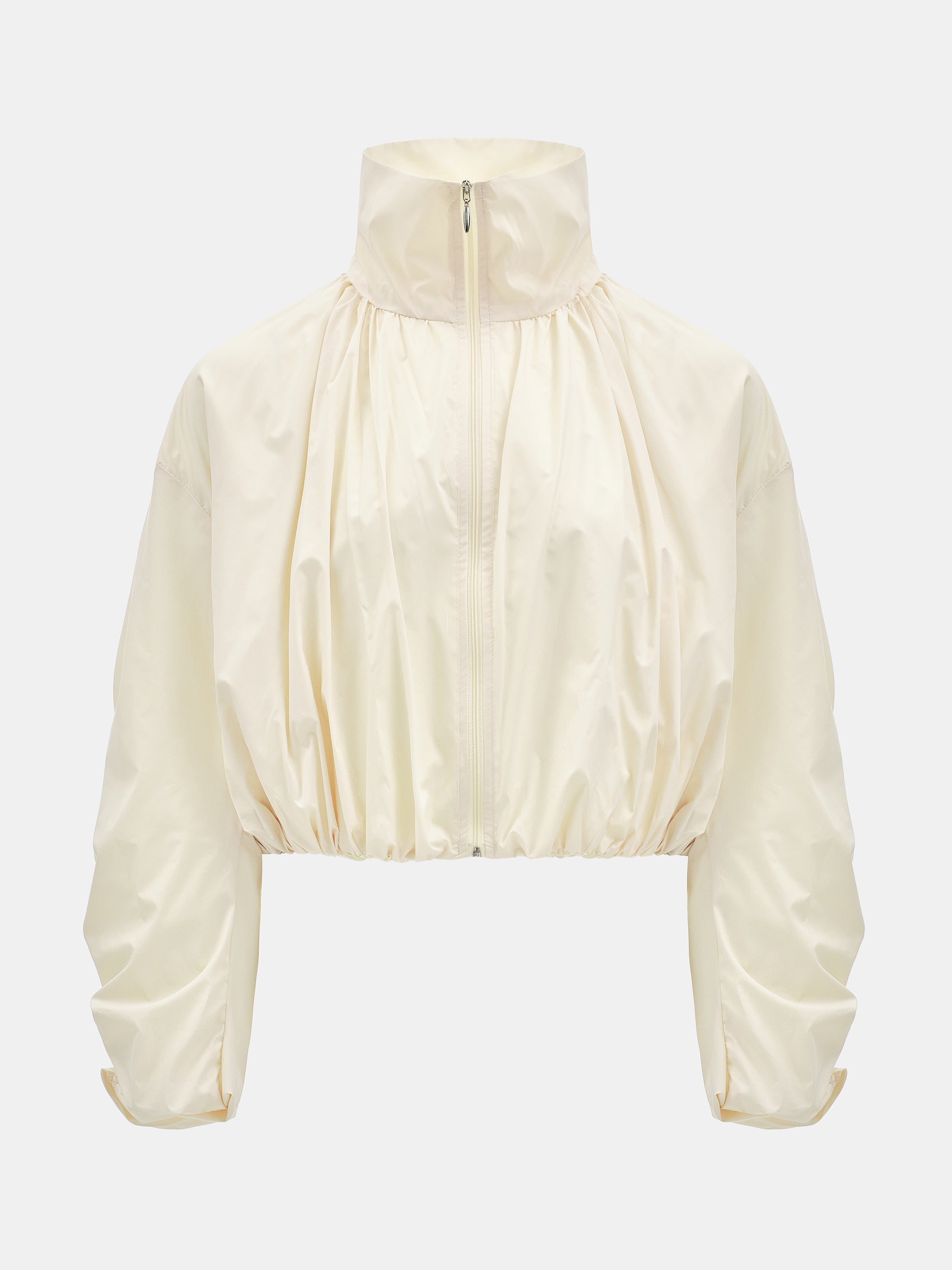 Shirred-Back Blouson Jacket, Cream