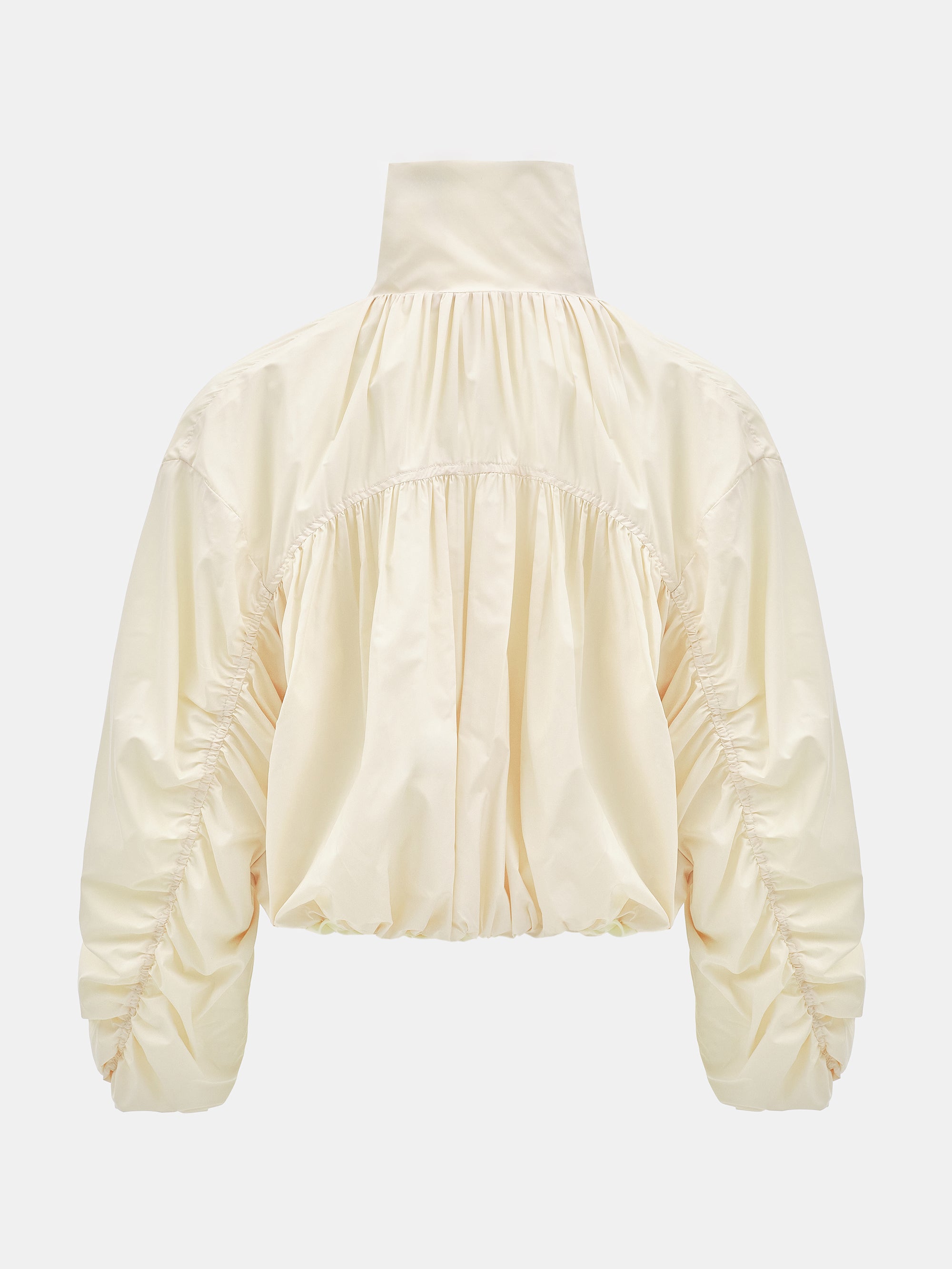 Shirred-Back Blouson Jacket, Cream