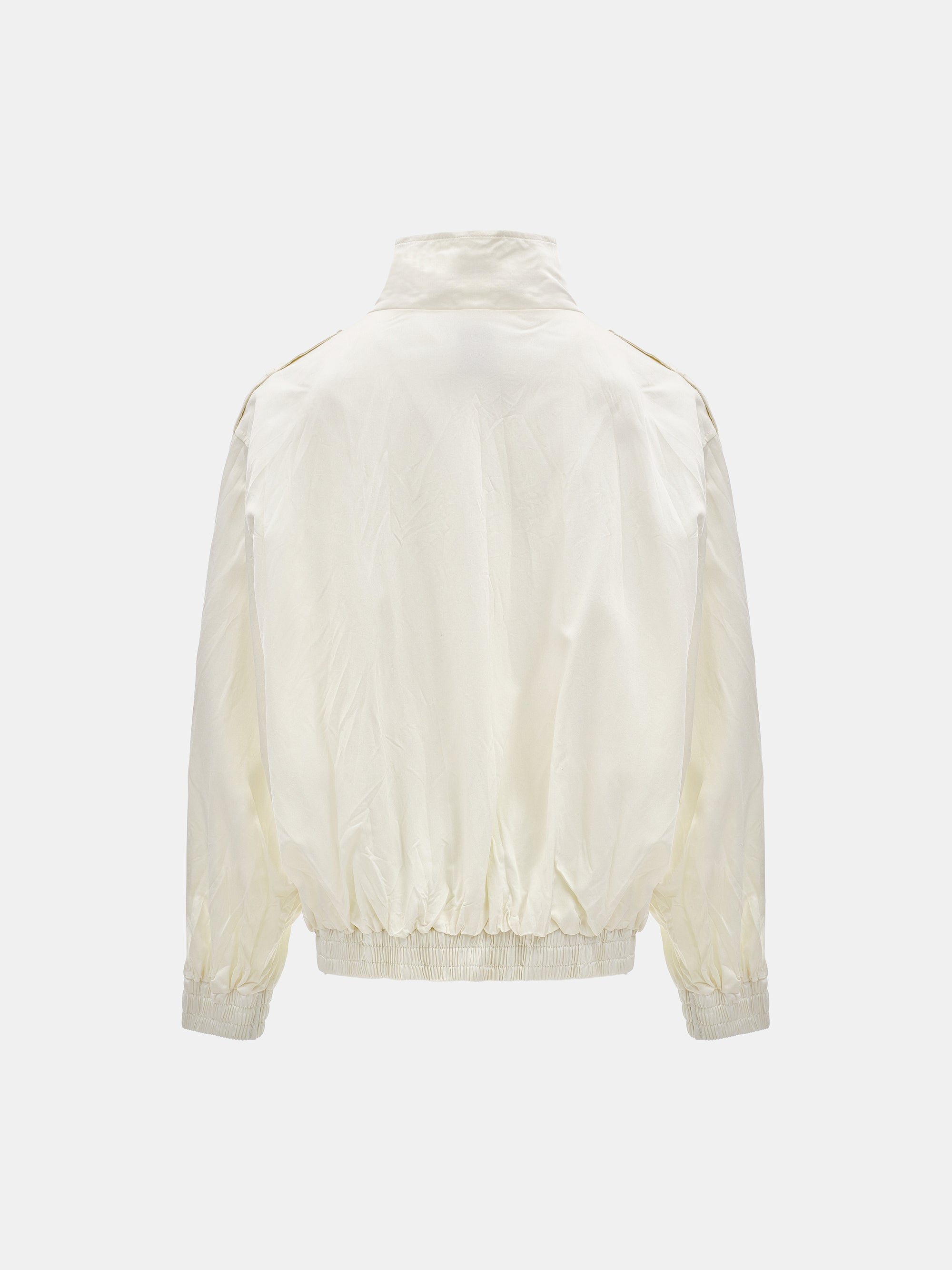 Creased-Effect Zip Jacket, Ivory