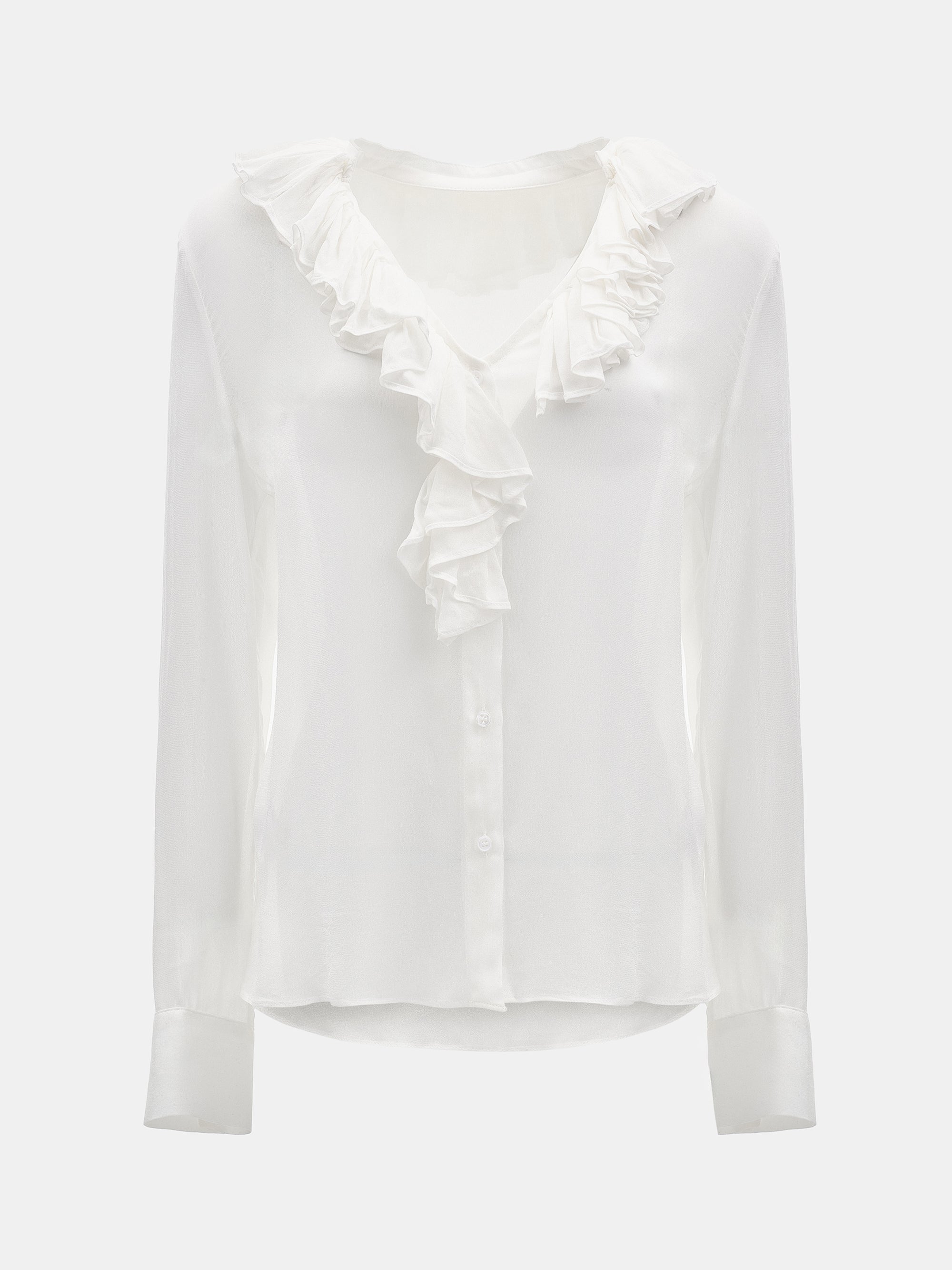 Frill-Collar Blouse, Ivory