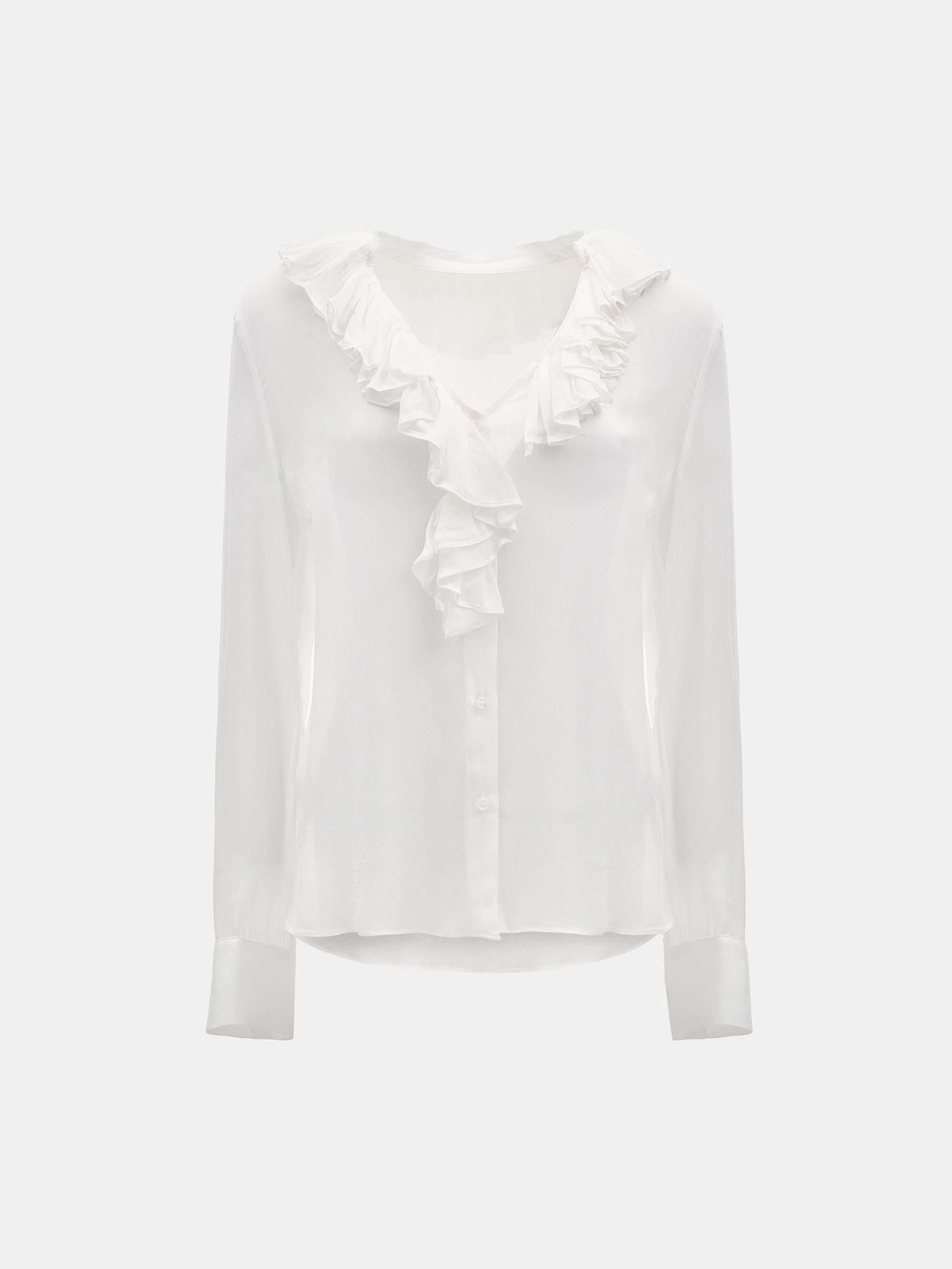 Frill-Collar Blouse, Ivory