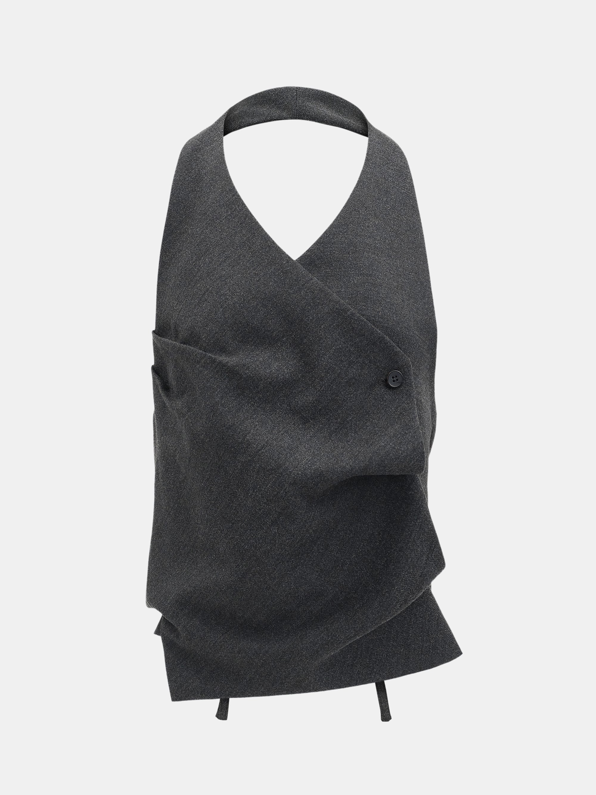 Tiered Button Halter Top, Charcoal
