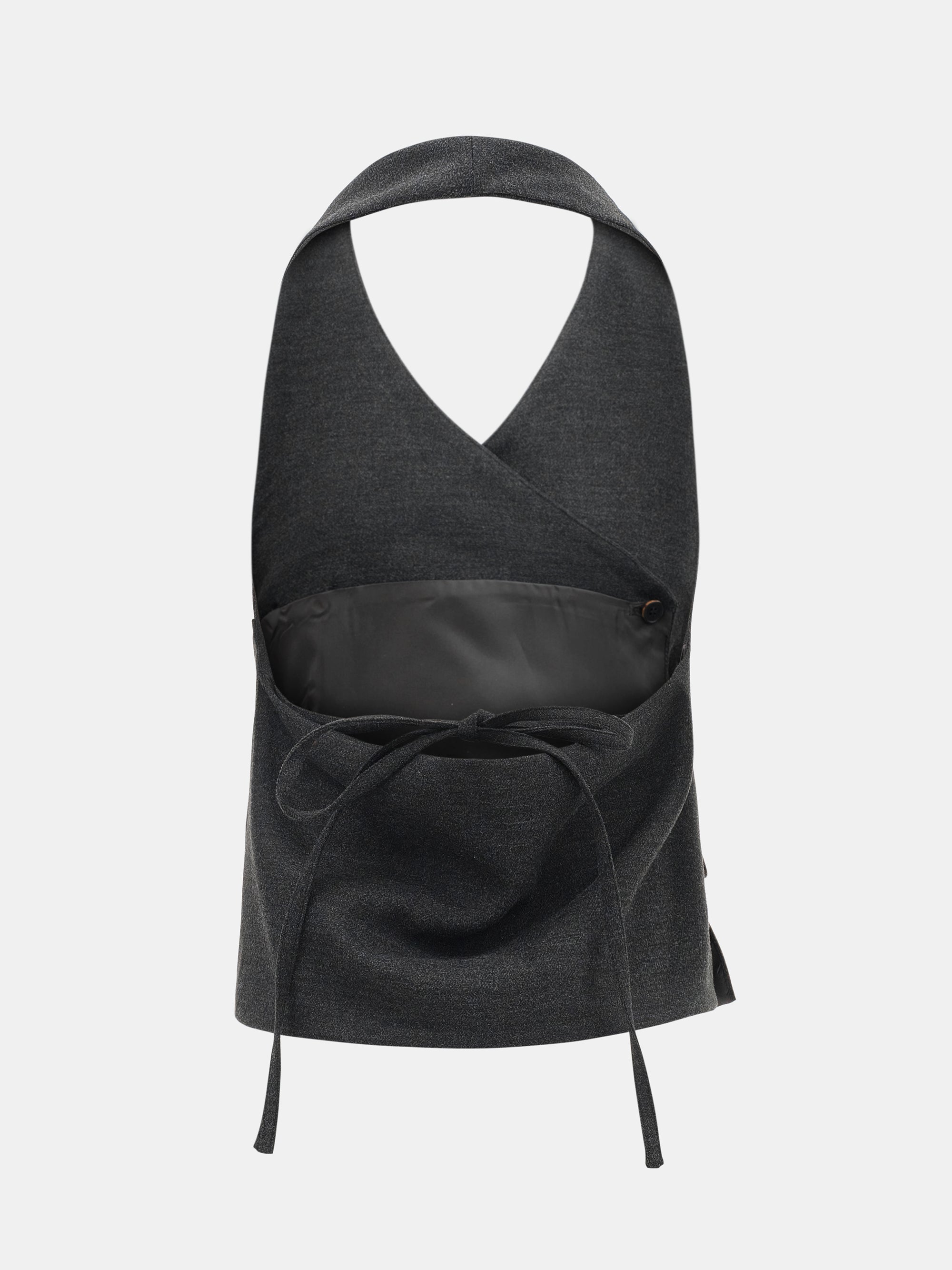 Tiered Button Halter Top, Charcoal