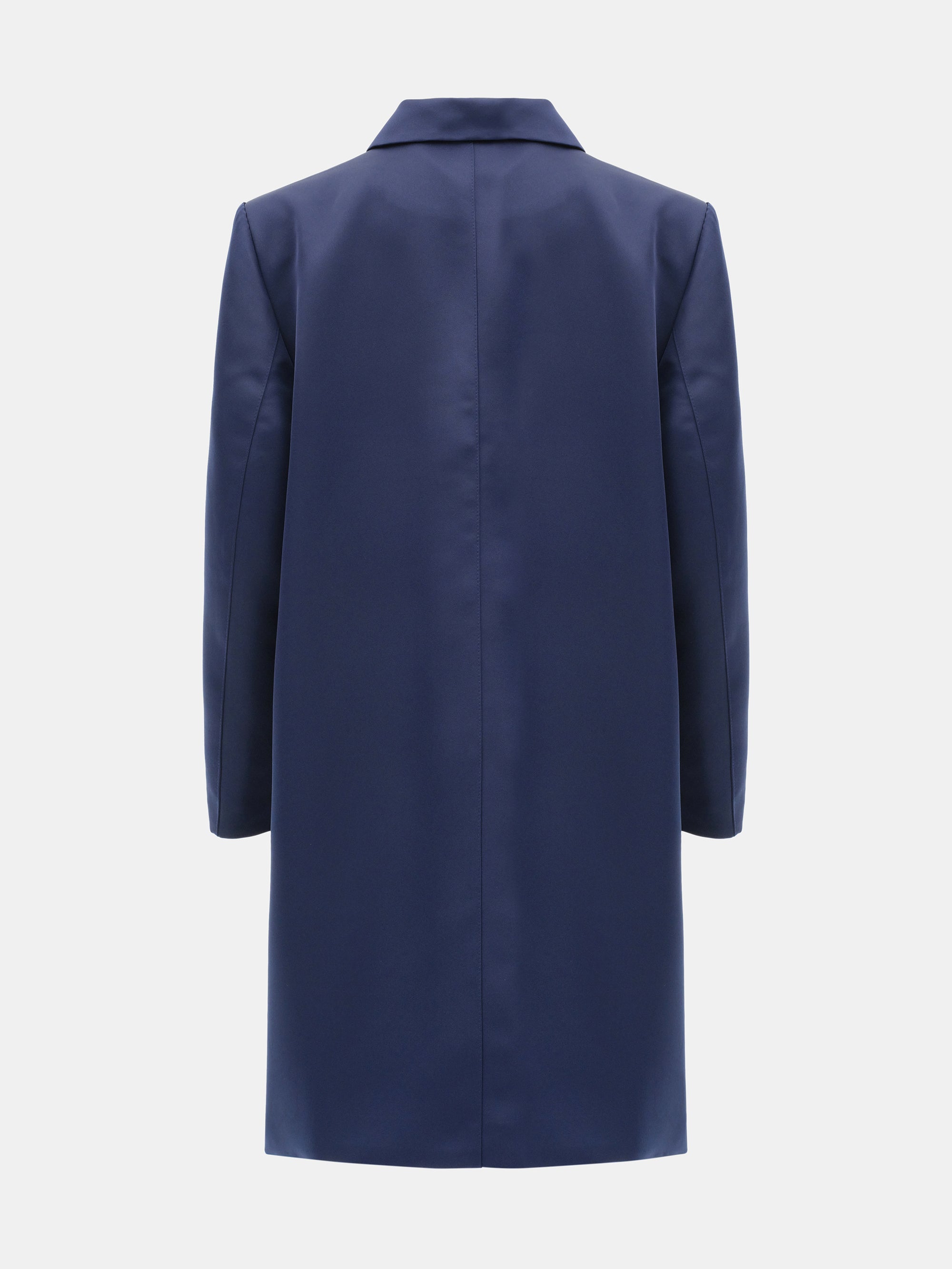 Single-Breasted Satin Coat, Navy