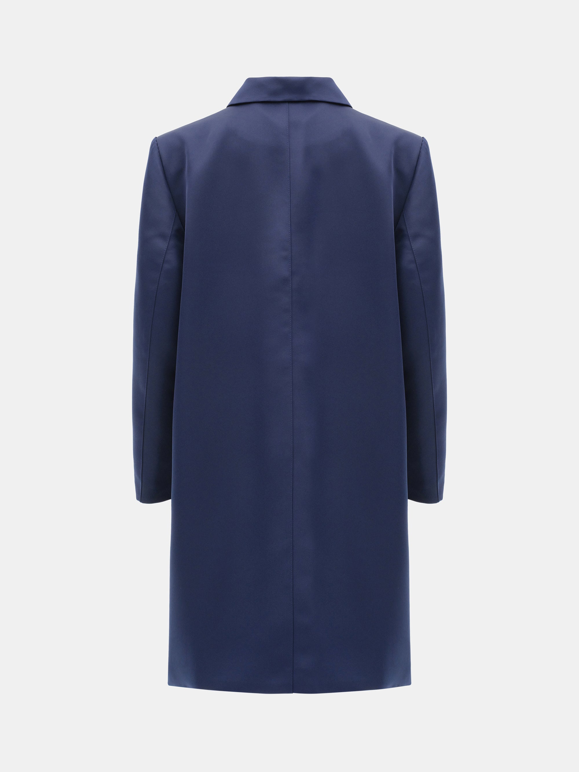 Single-Breasted Satin Coat, Navy