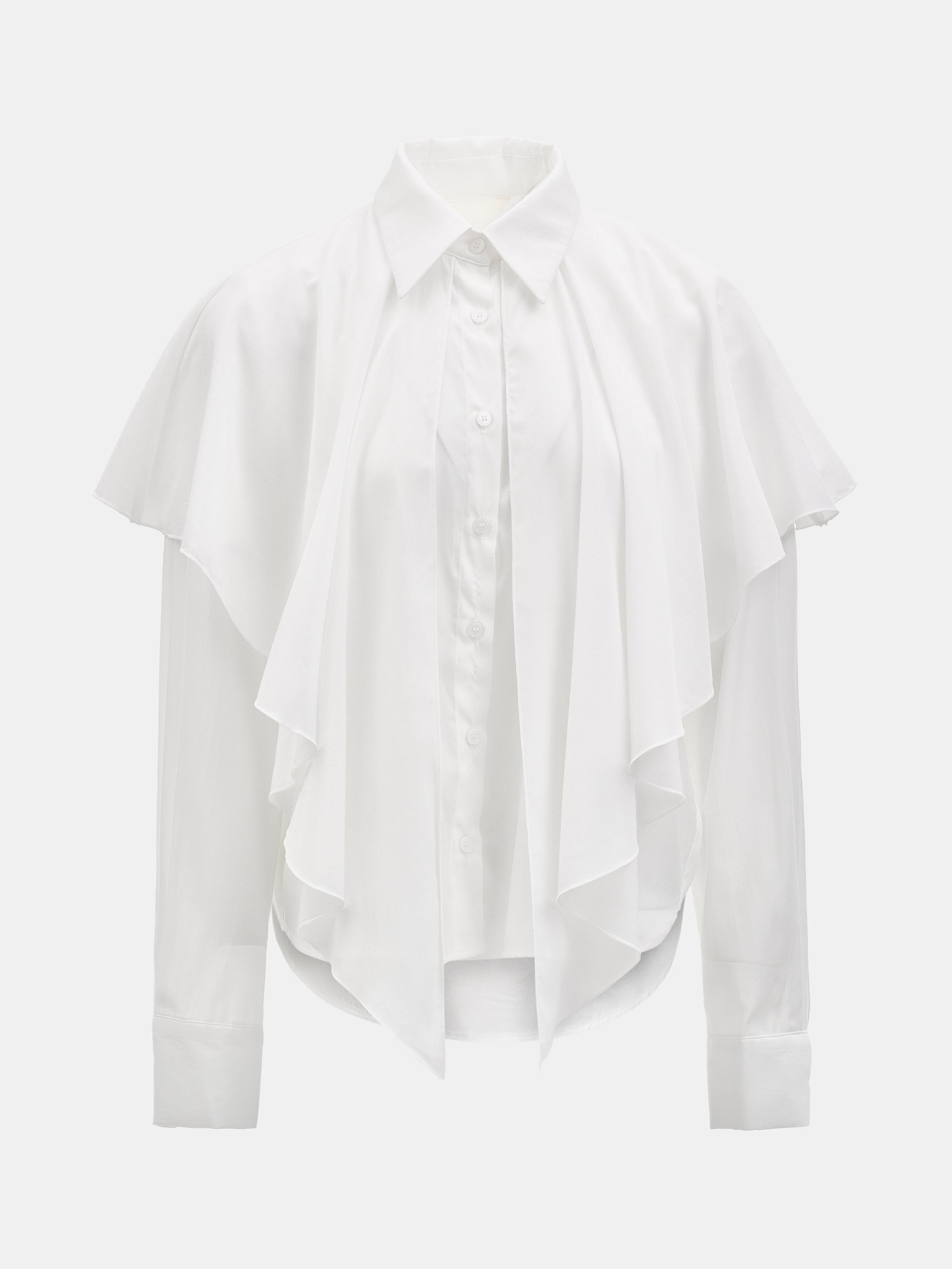 Scarf-Overlay Blouse, Ivory