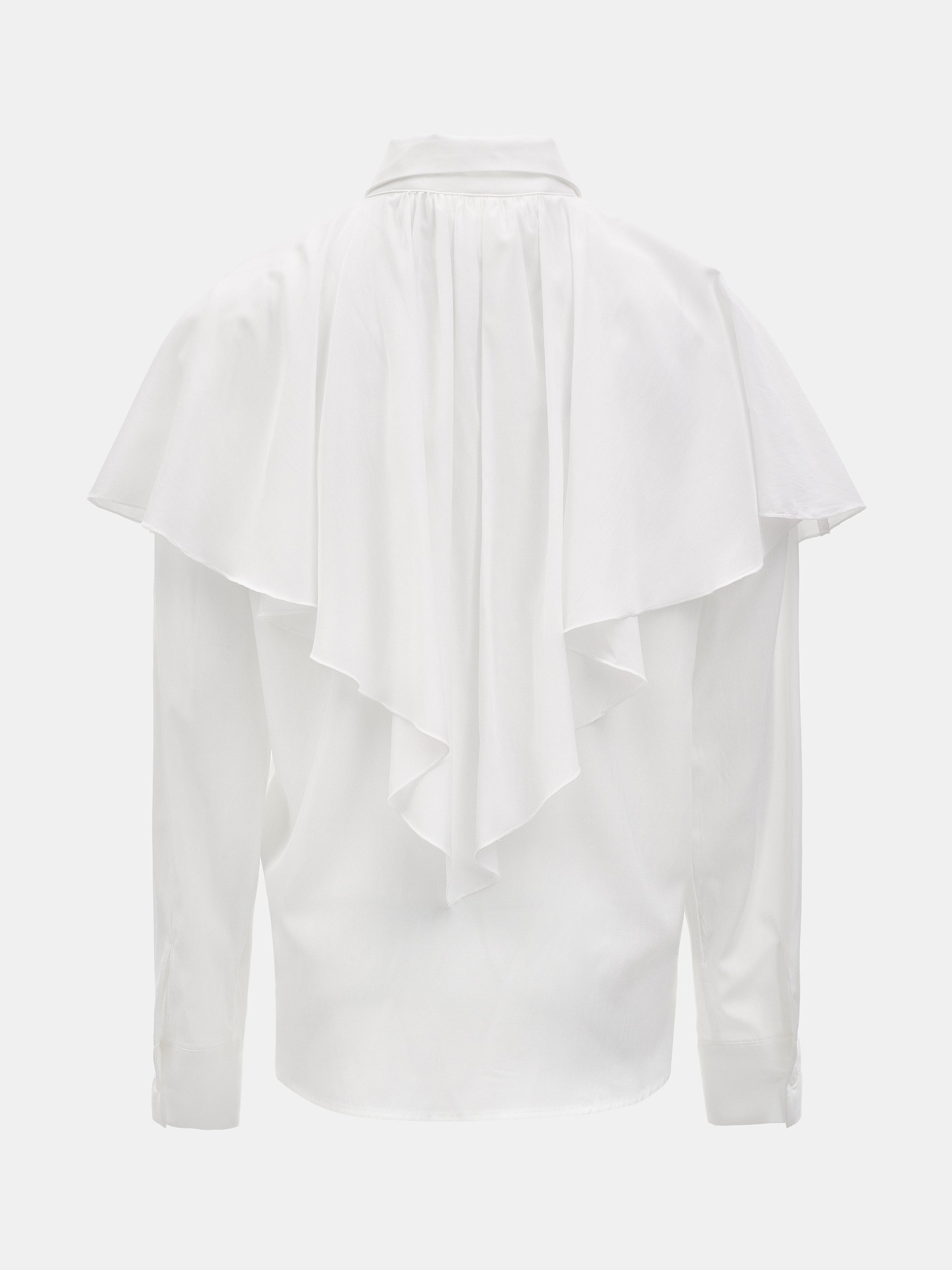 Scarf-Overlay Blouse, Ivory