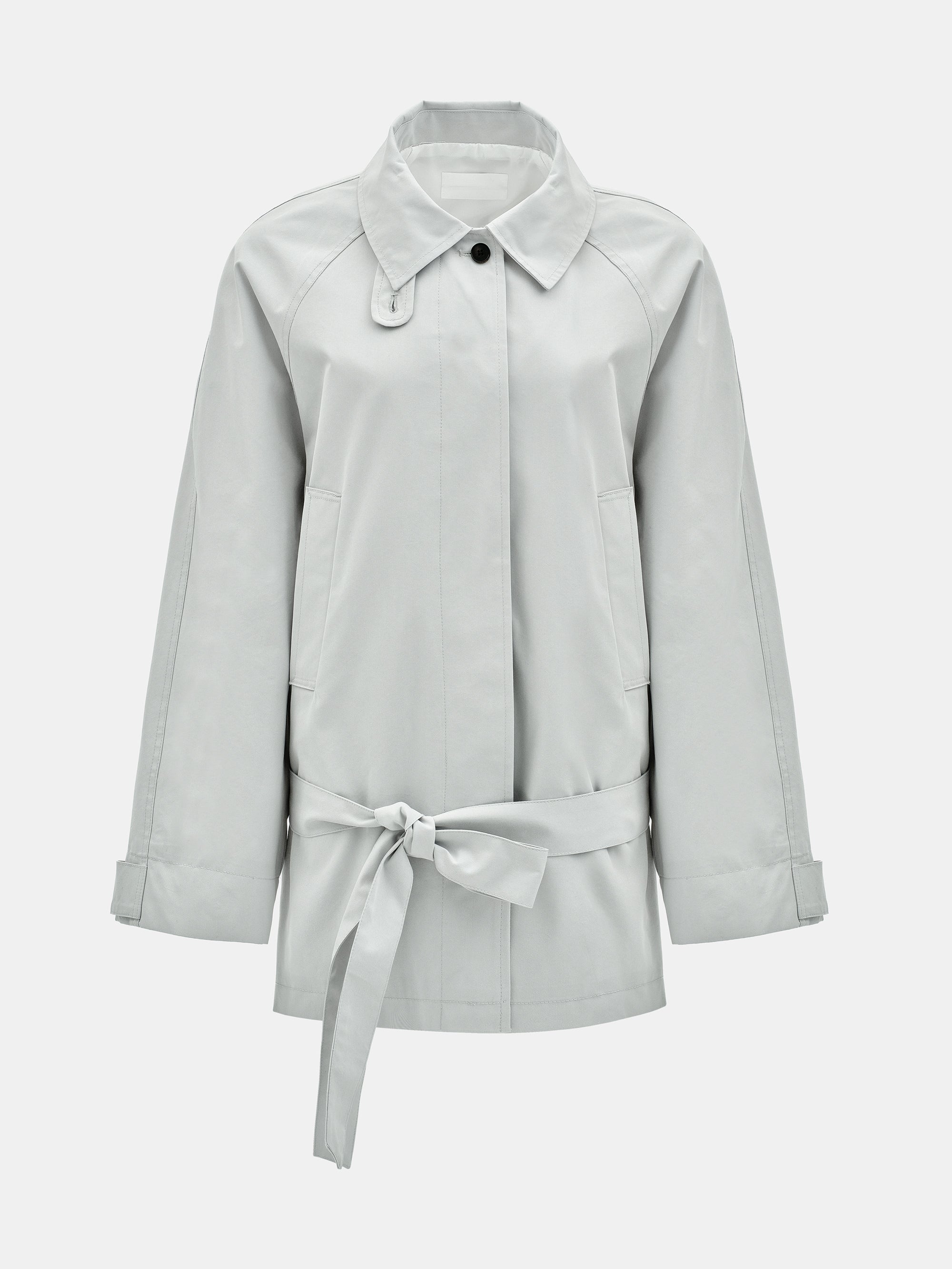 Belted Short Trench Jacket, Pale Blue