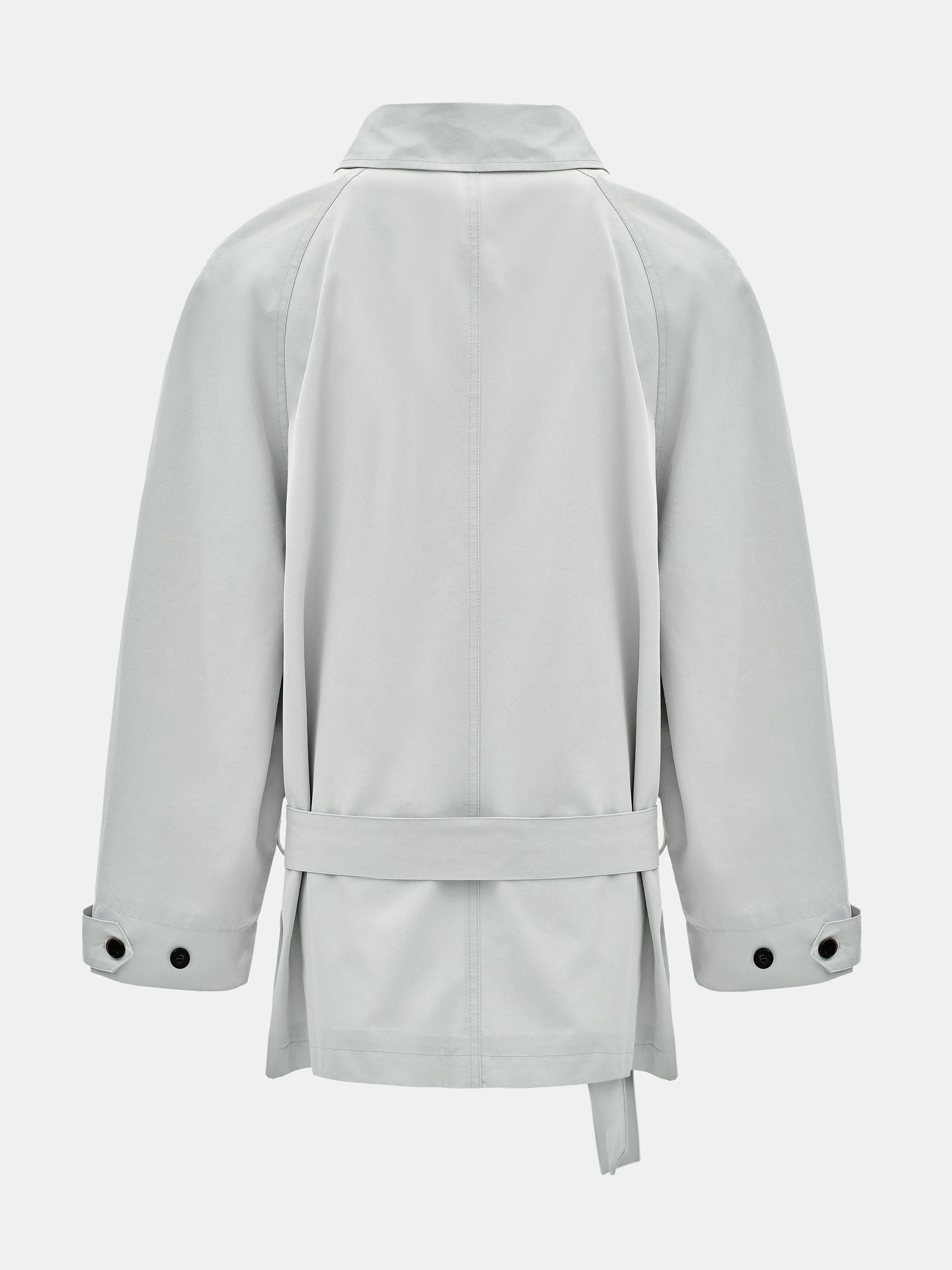 Belted Short Trench Jacket, Pale Blue