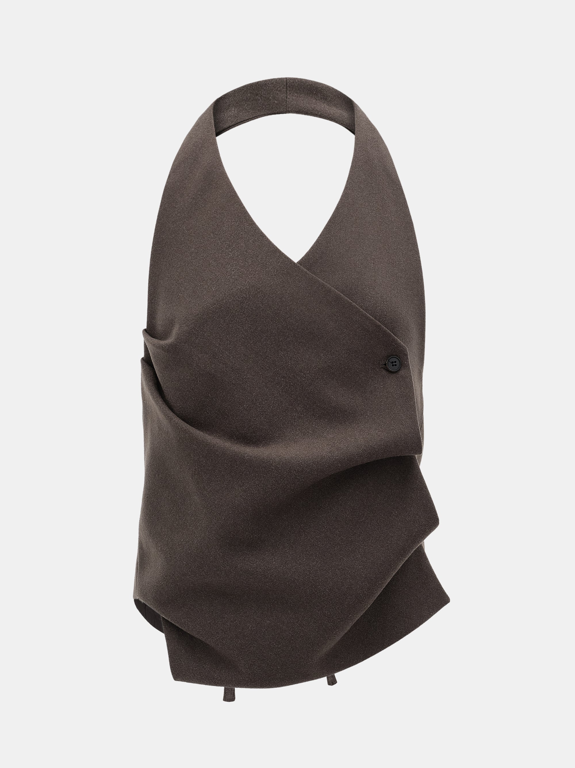 Tiered Button Halter Top, Brown