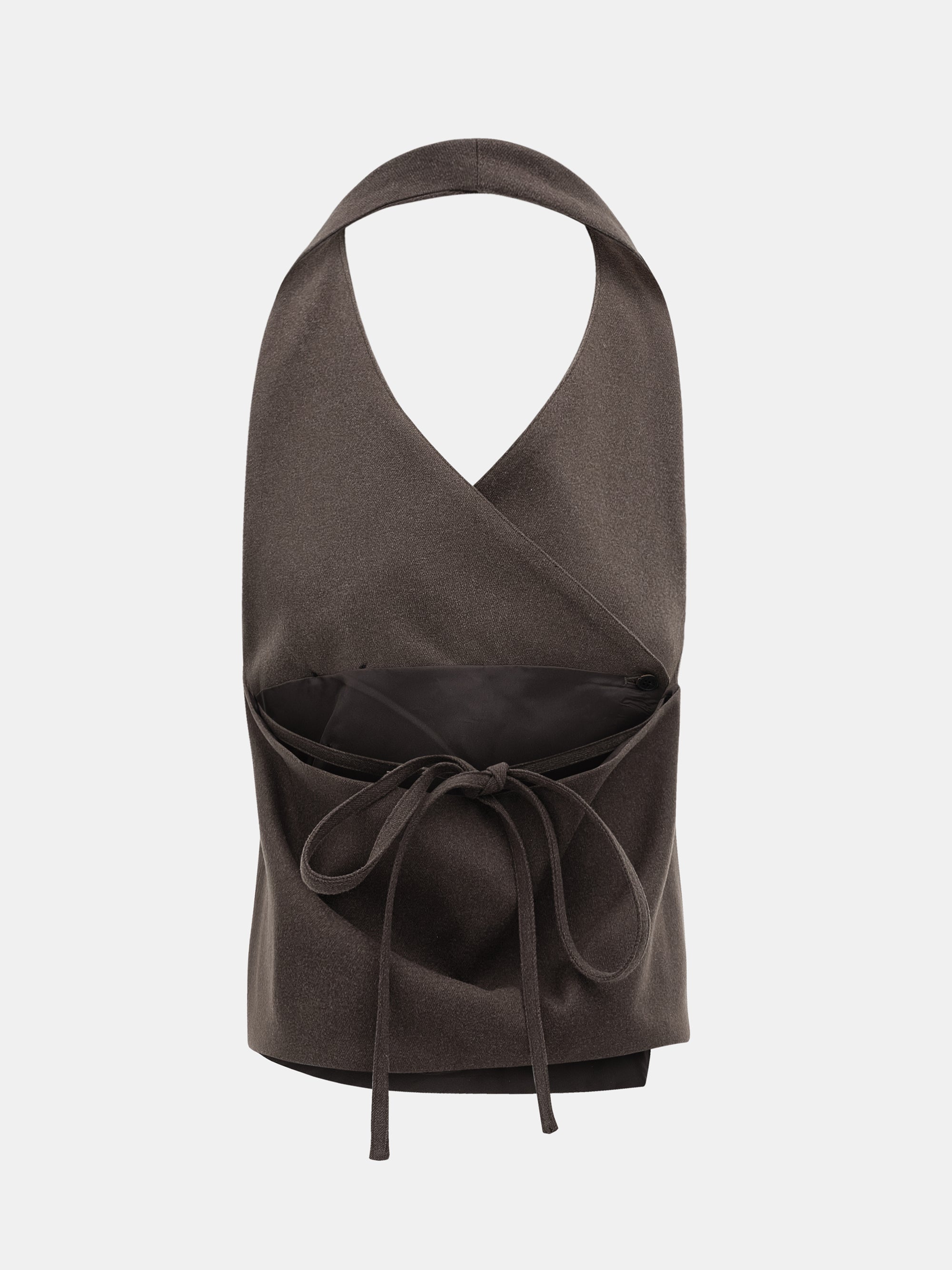 Tiered Button Halter Top, Brown