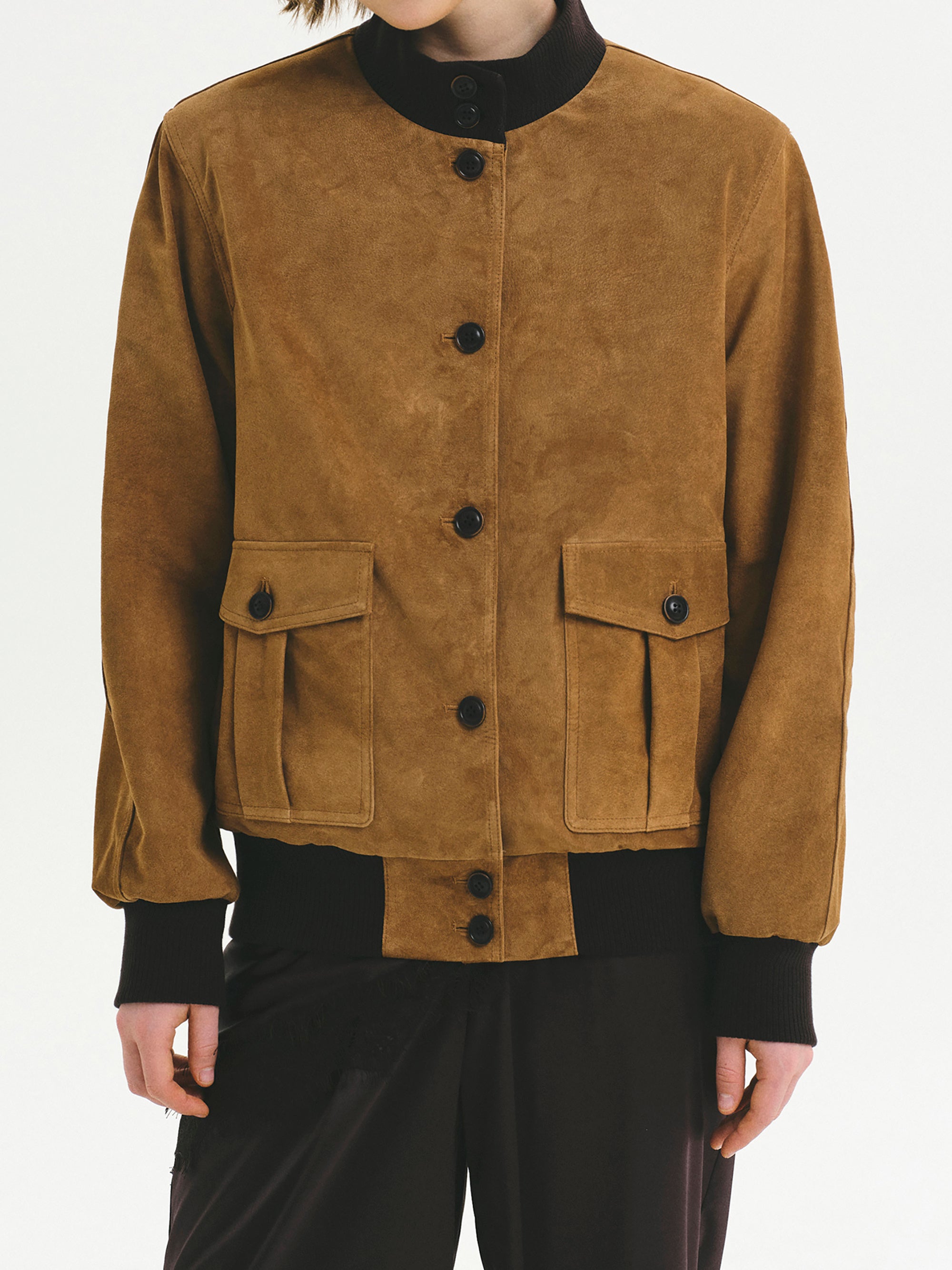 Suede Blouson Jacket, Beige