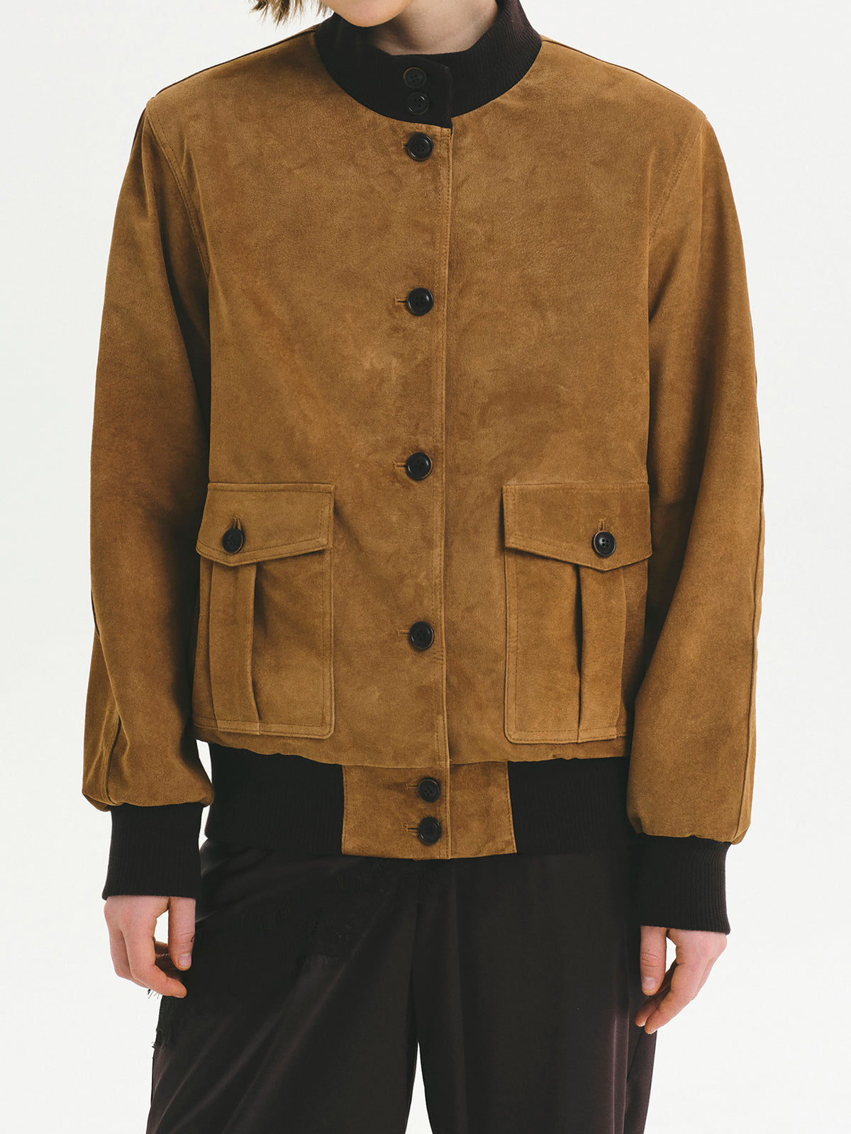 Mie Suede Blouson Jacket, Beige
