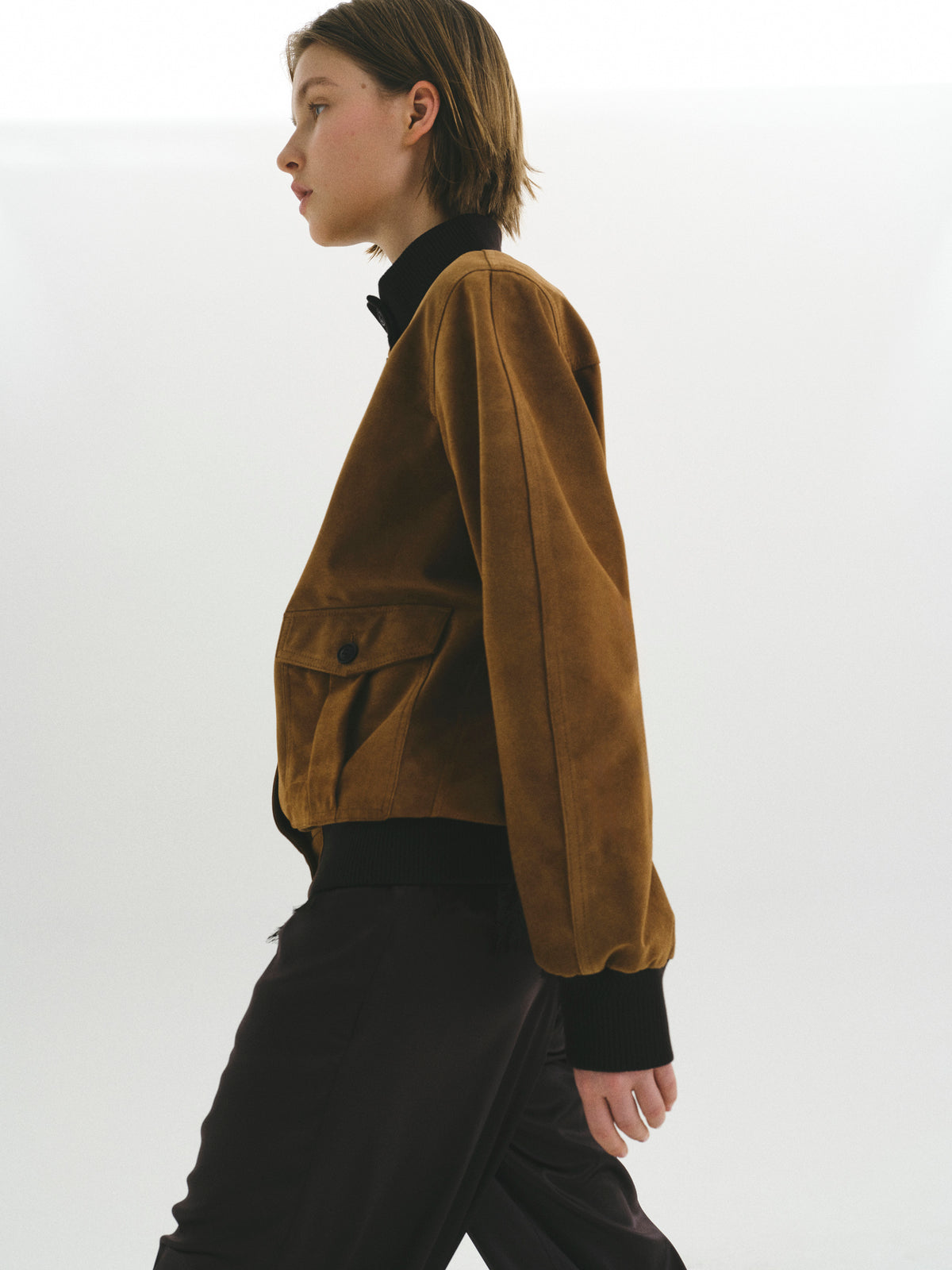 Mie Suede Blouson Jacket, Beige