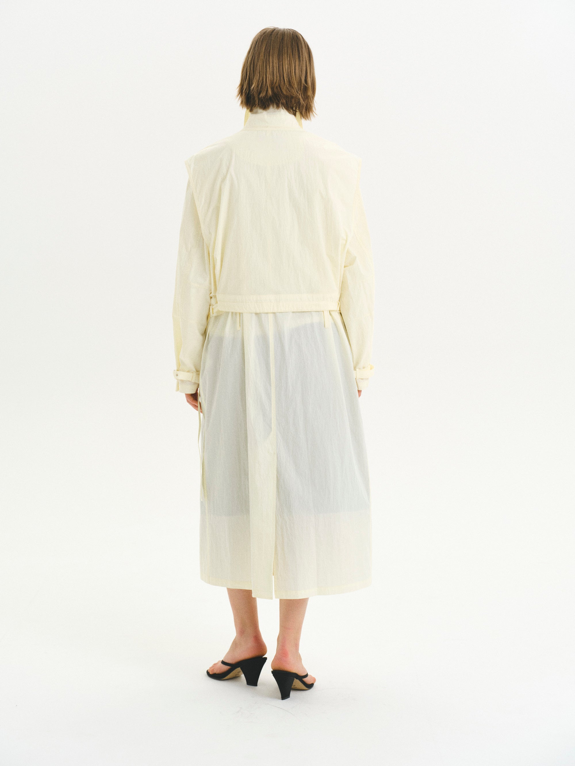 Overlay Trench Coat, Cream