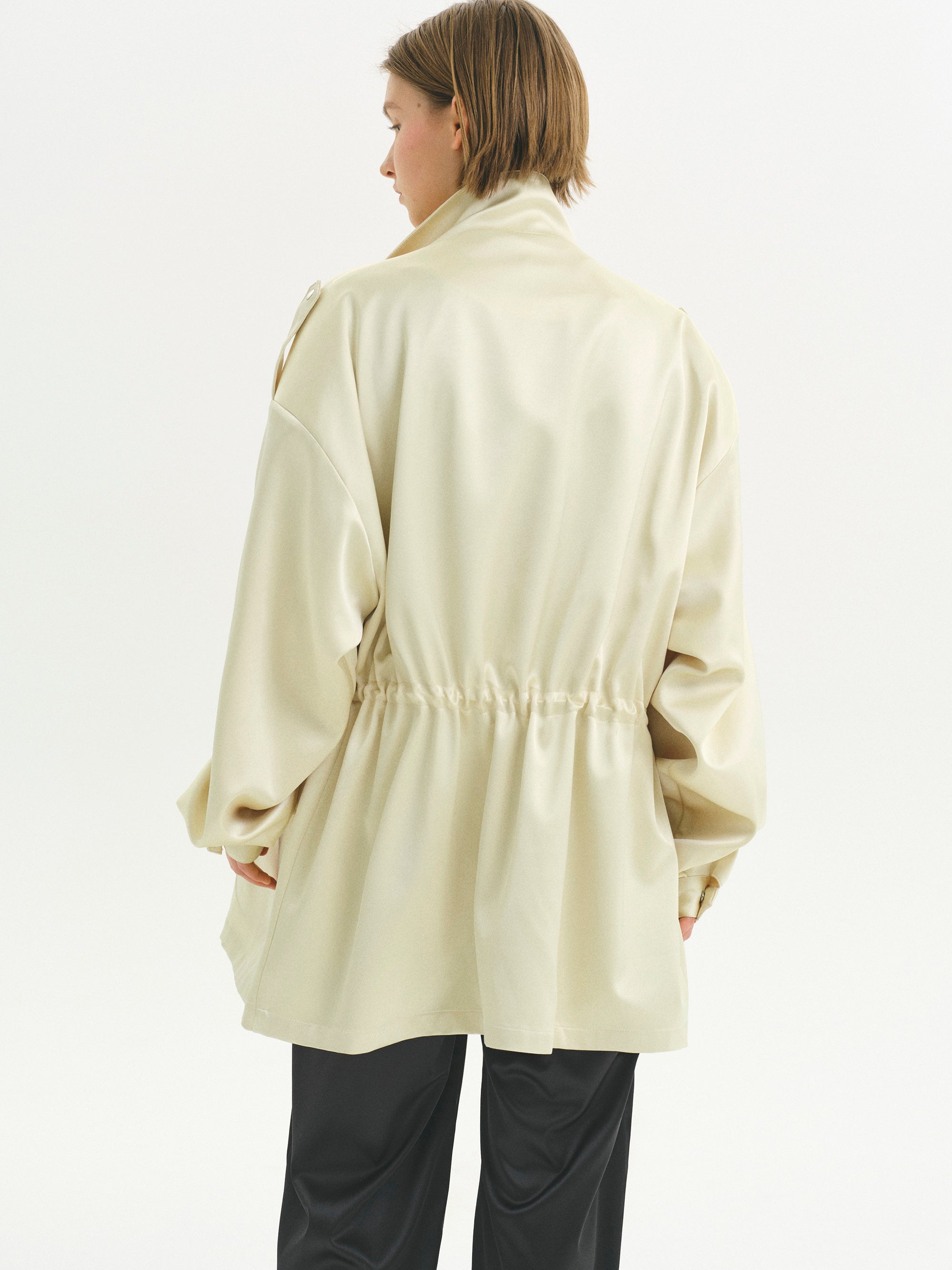 Satin Utility Field Jacket, Butter