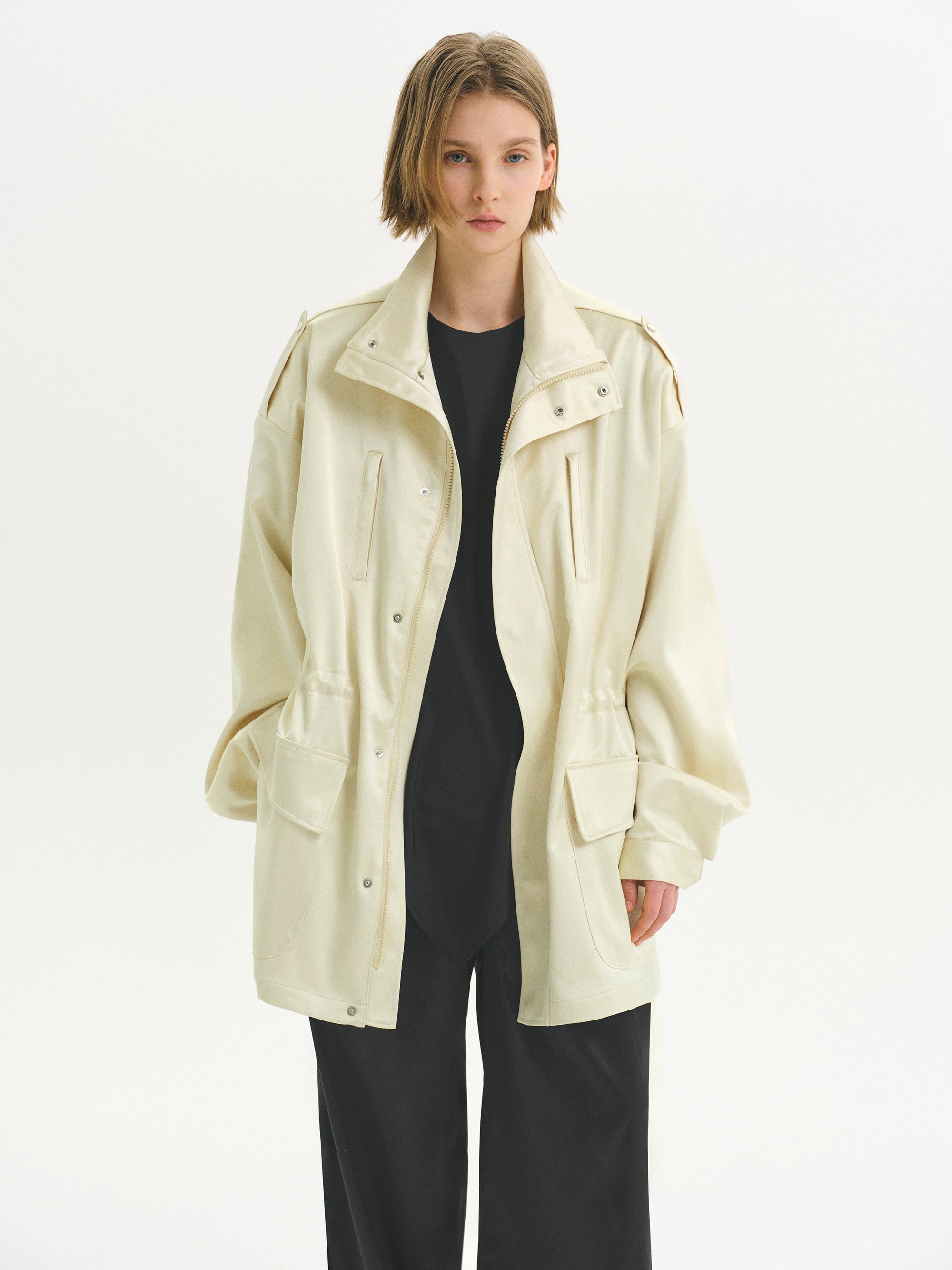 Satin Utility Field Jacket, Butter