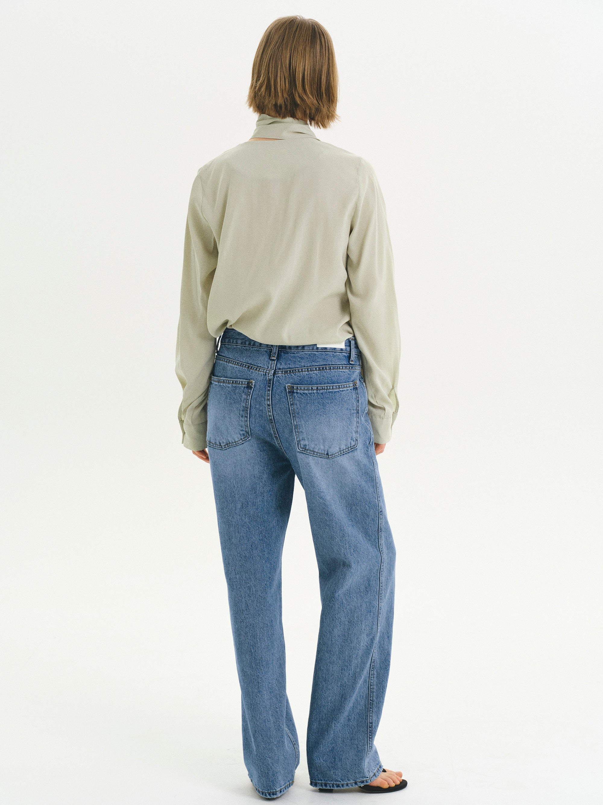 Draped Scarf Blouse, Beige