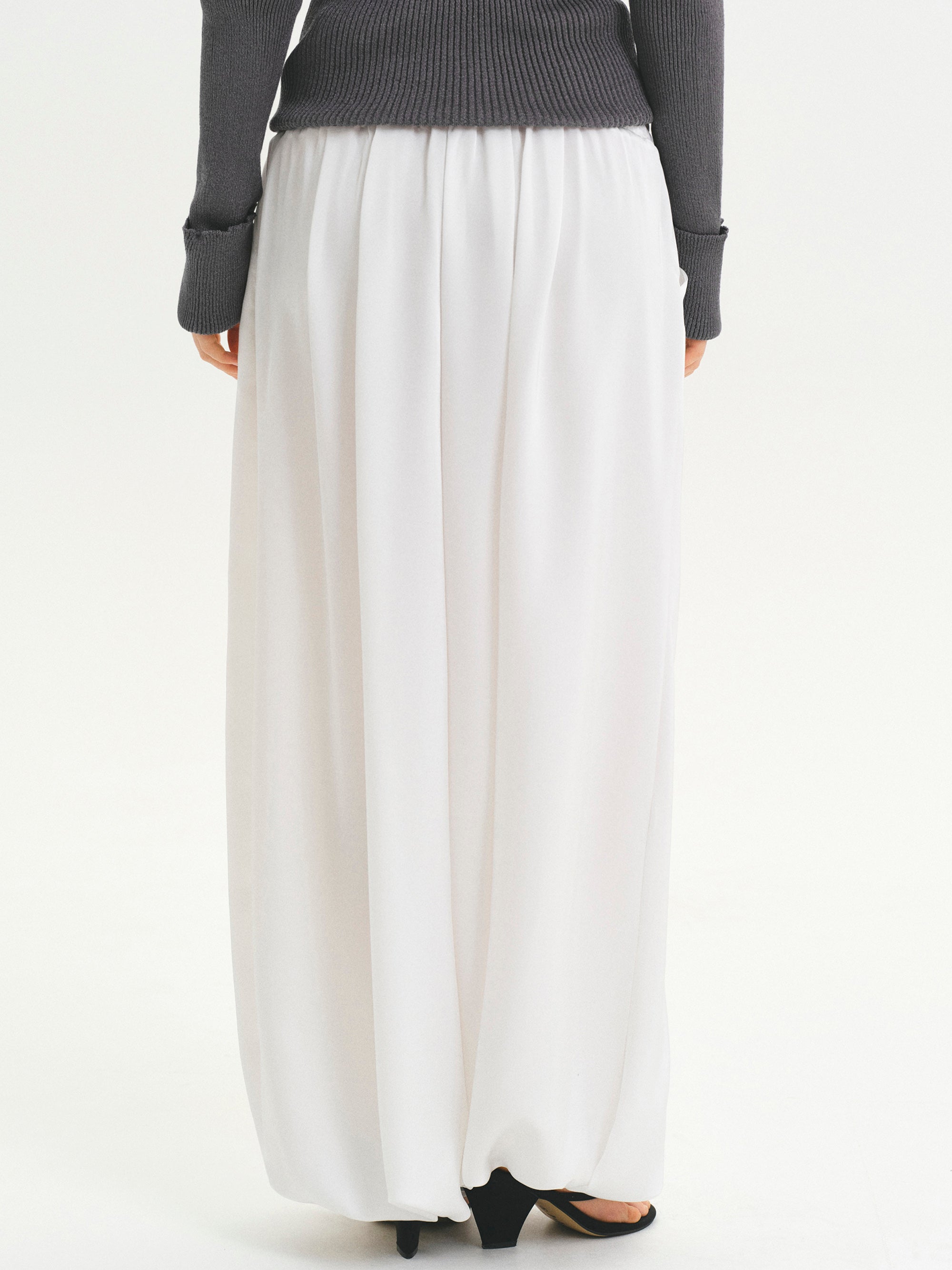 Elasticated Satin-Effect Balloon Pants, Ivory