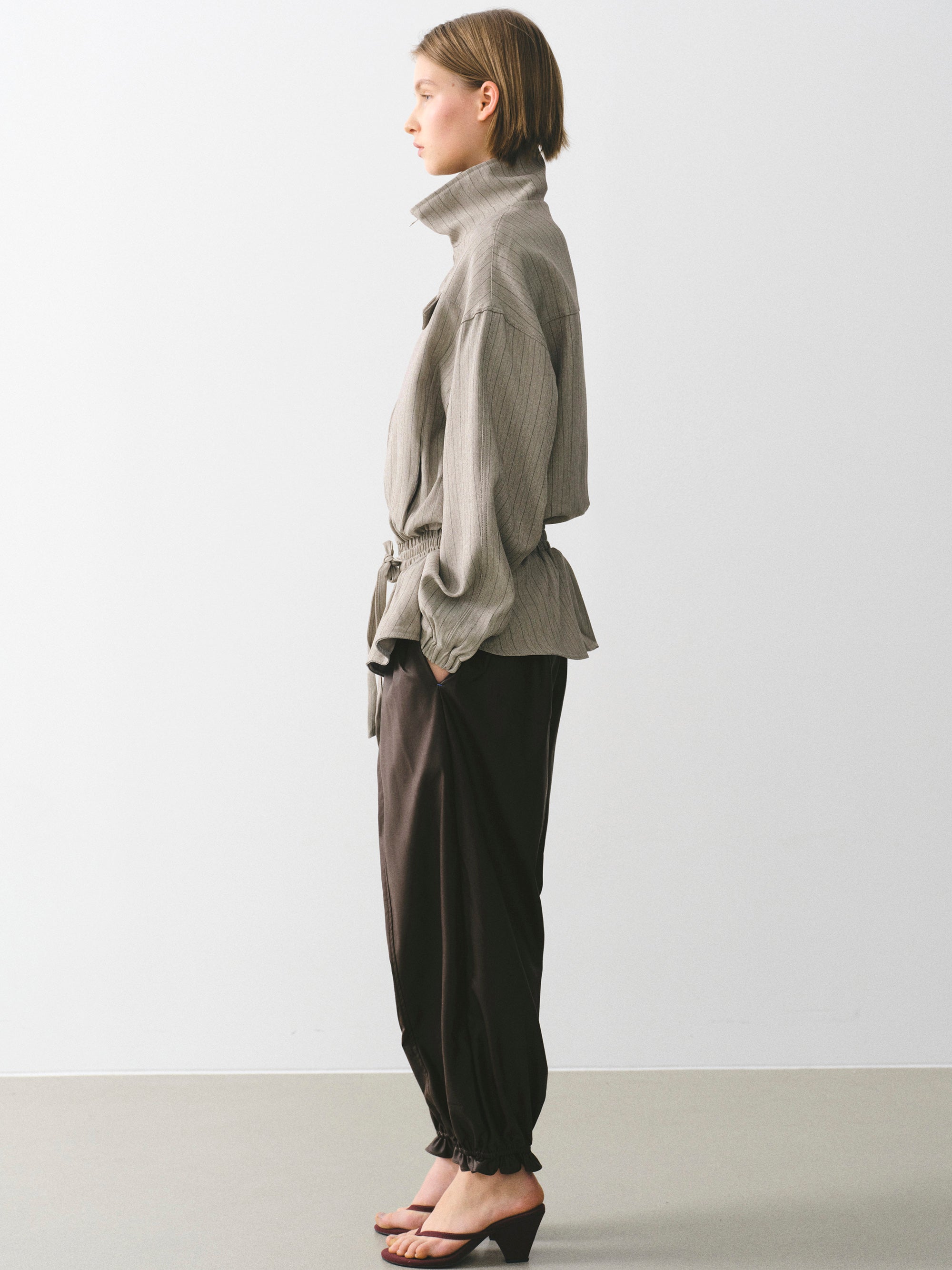 Rowan Drawstring Peplum Track Jacket, Beige