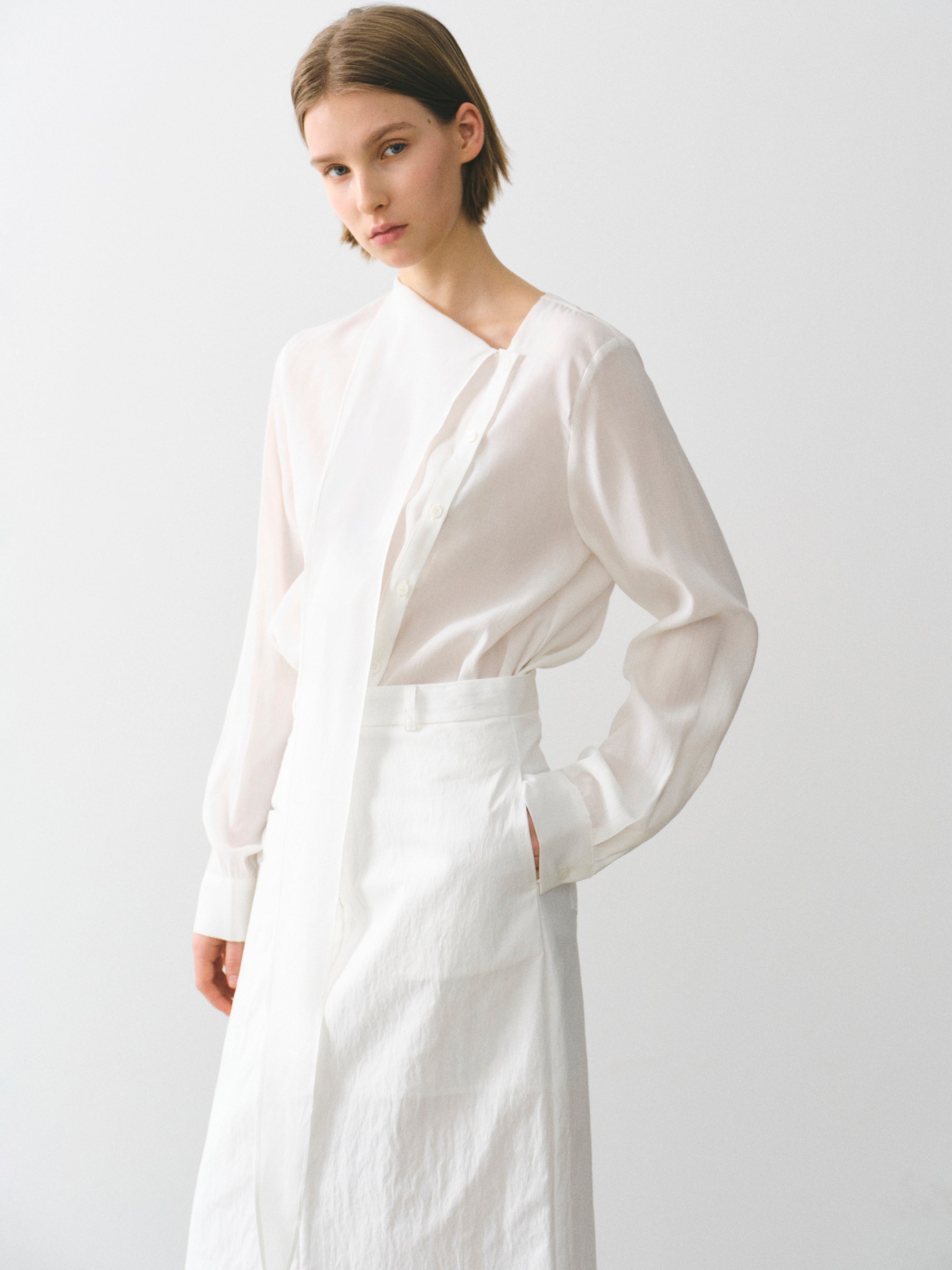 Draped Scarf Blouse, Ivory
