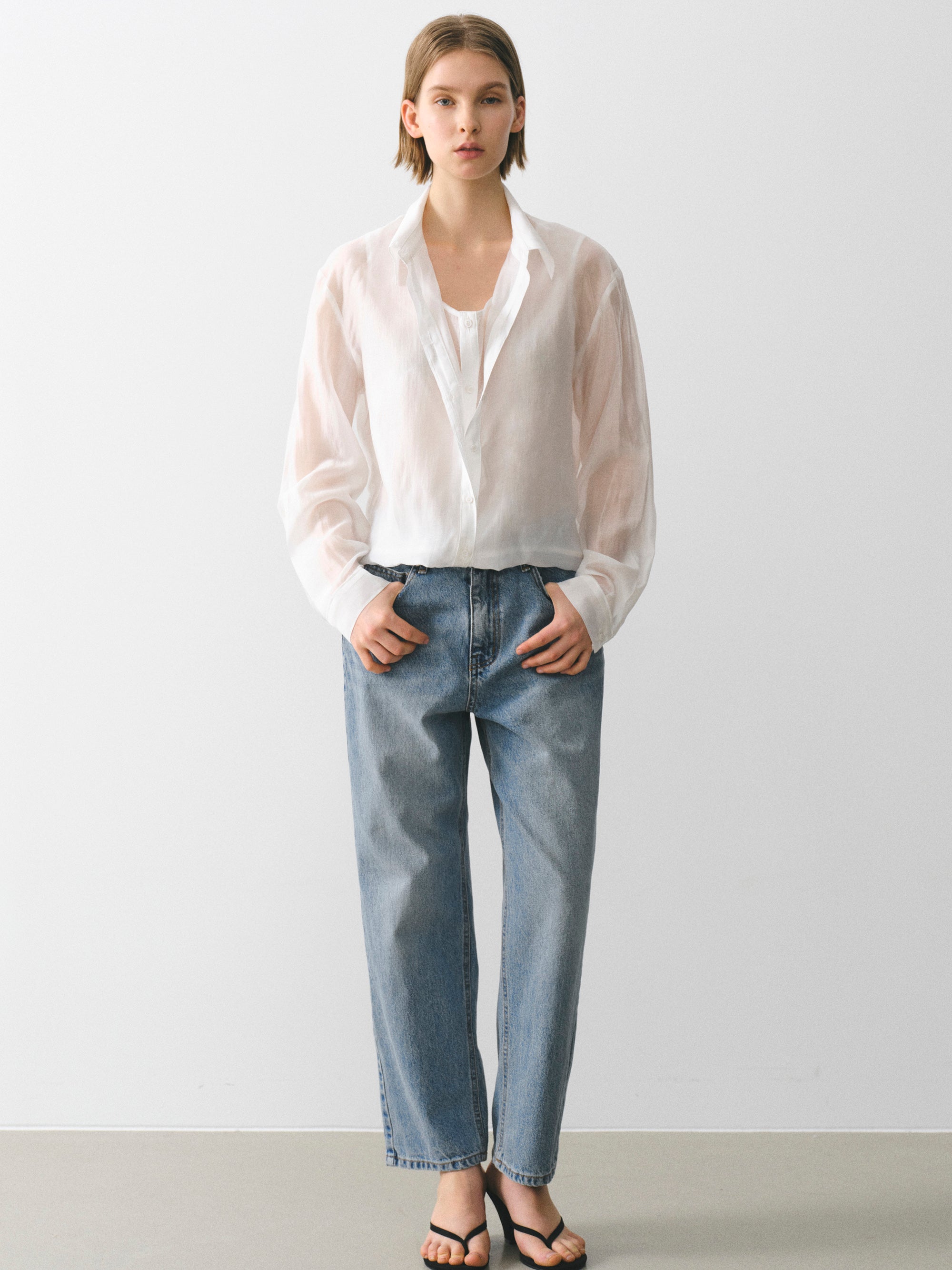 Layered Button Down Shirt, Ivory