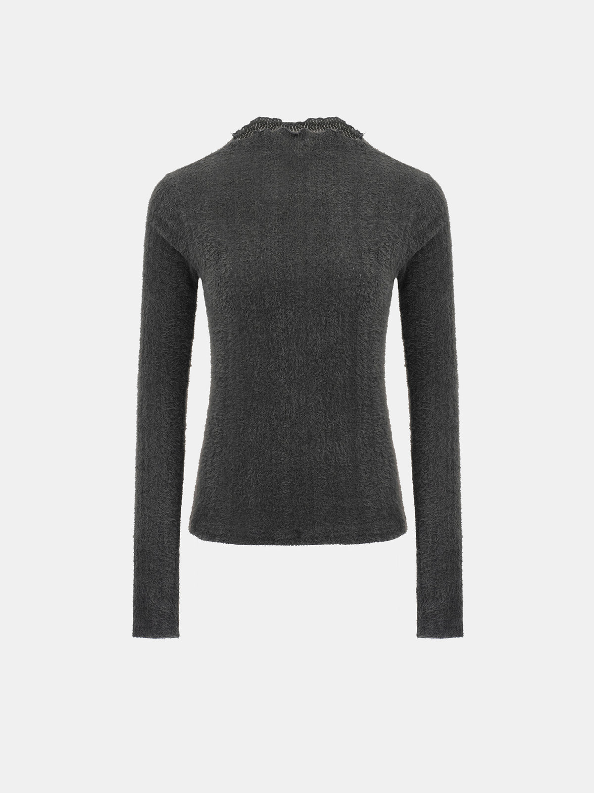 Jardin Brushed Knit Jersey Top, Charcoal
