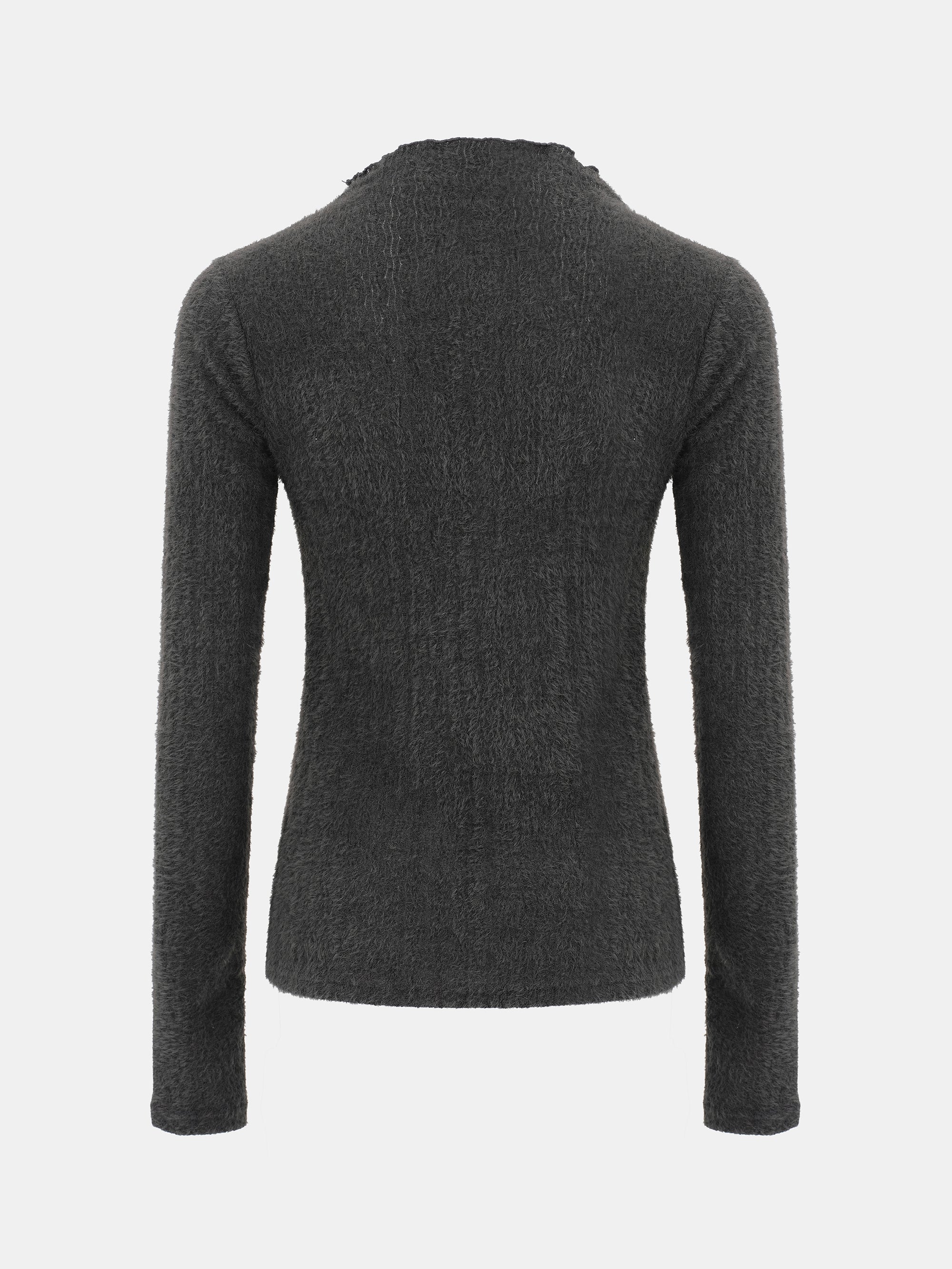 Brushed Knit Jersey Top, Charcoal