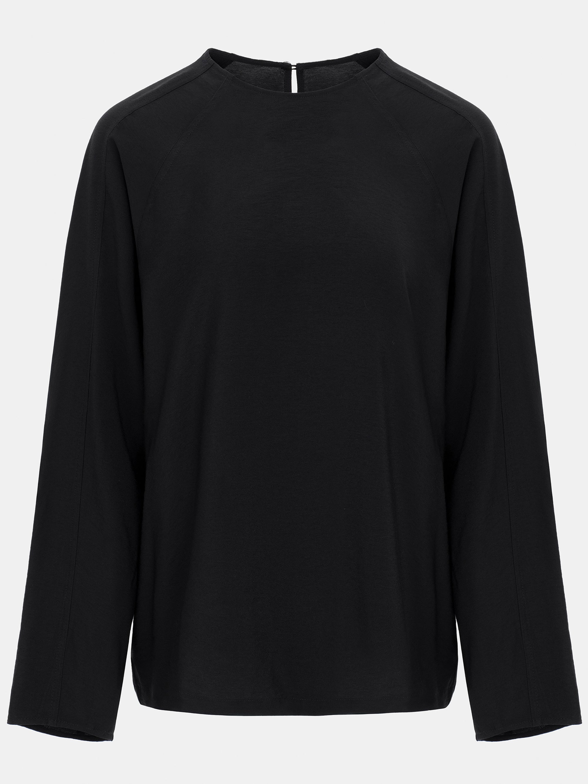 Front-slit Crepe Blouse, Black