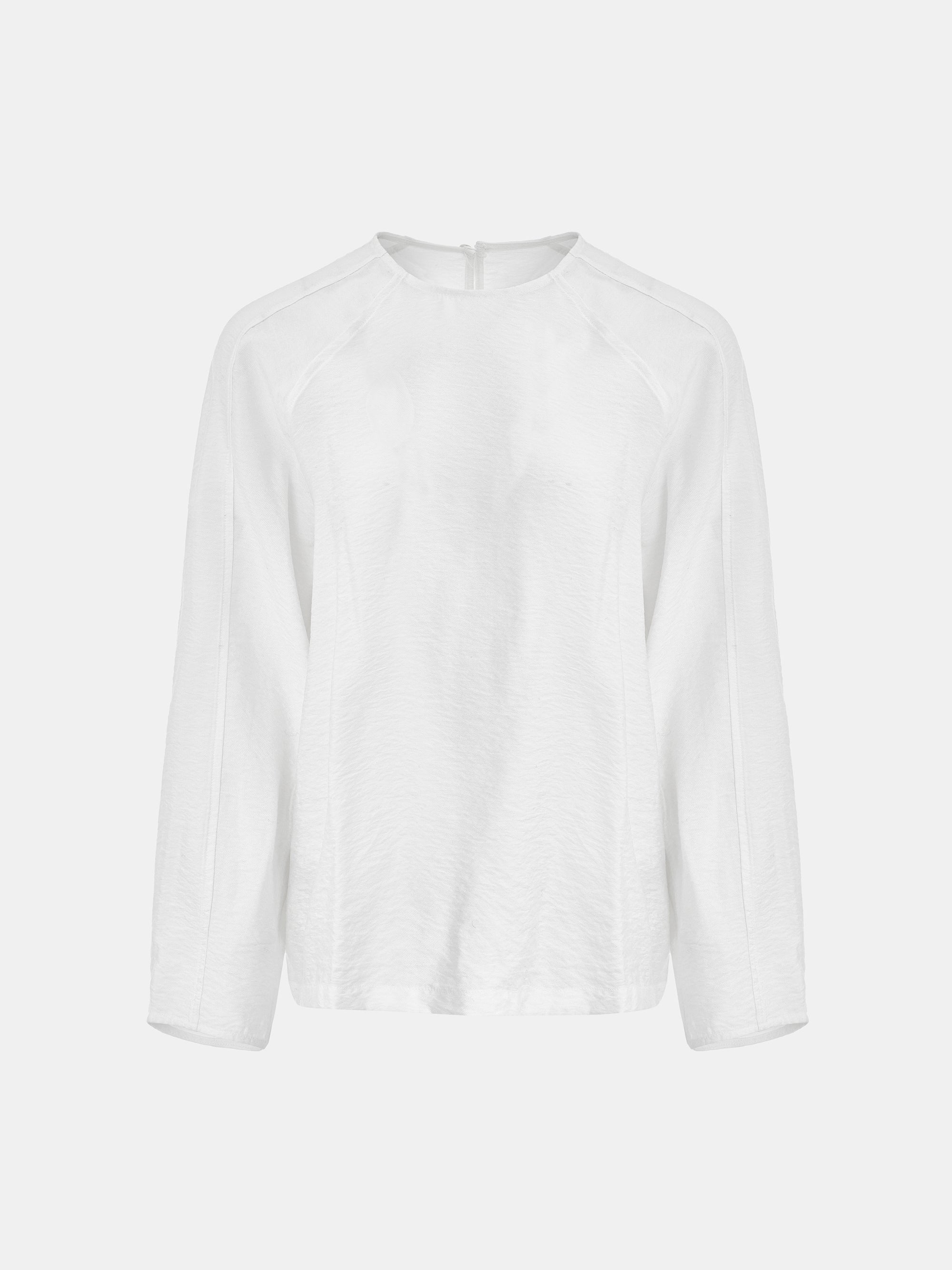 Front-slit Crepe Blouse, Ivory