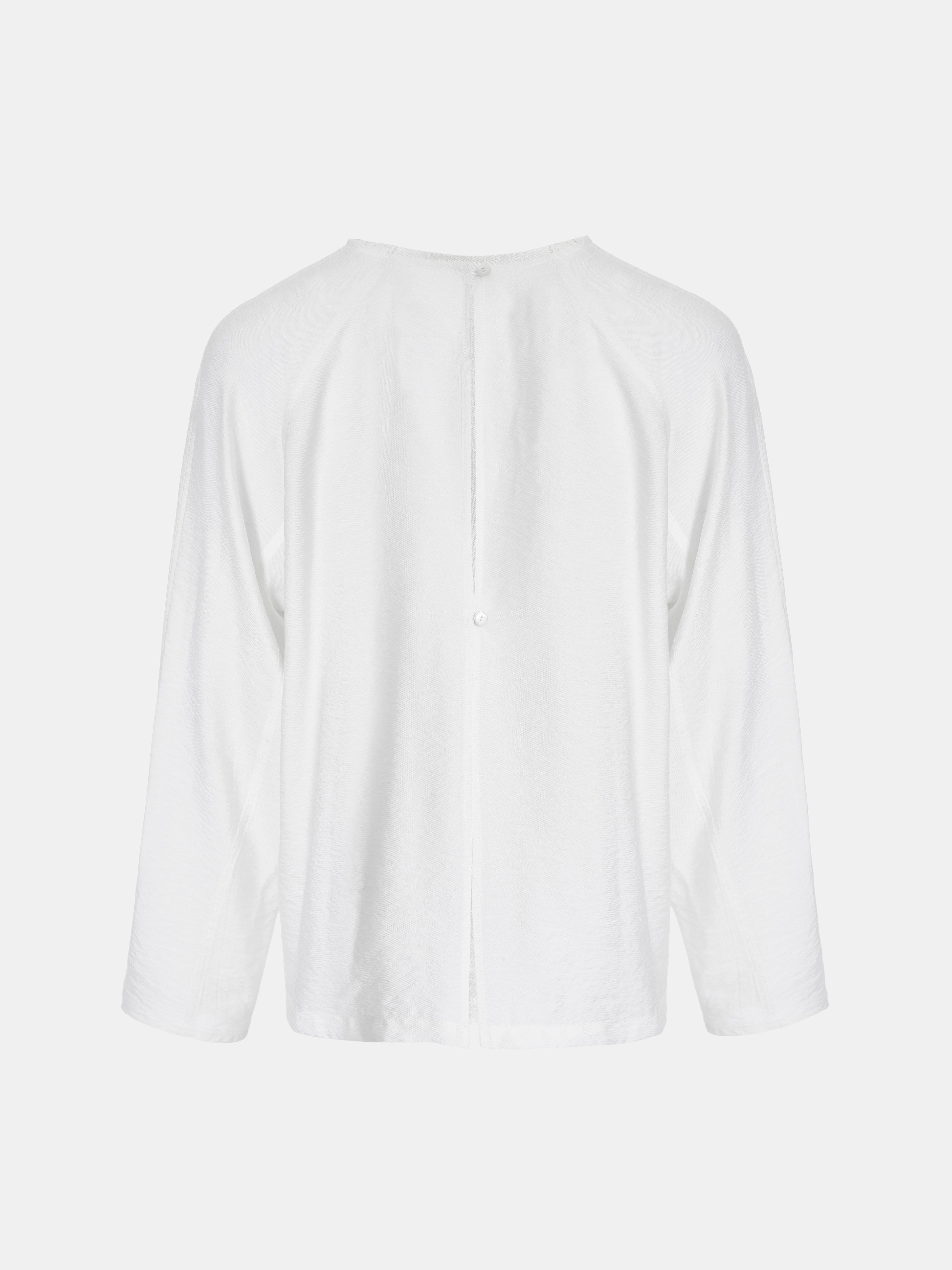Front-slit Crepe Blouse, Ivory