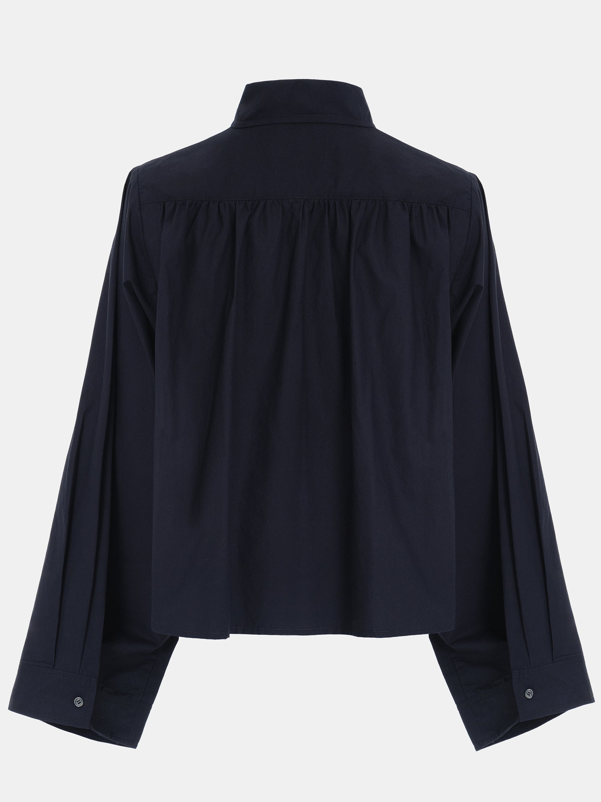 Cropped Layered Poplin Shirt, Navy
