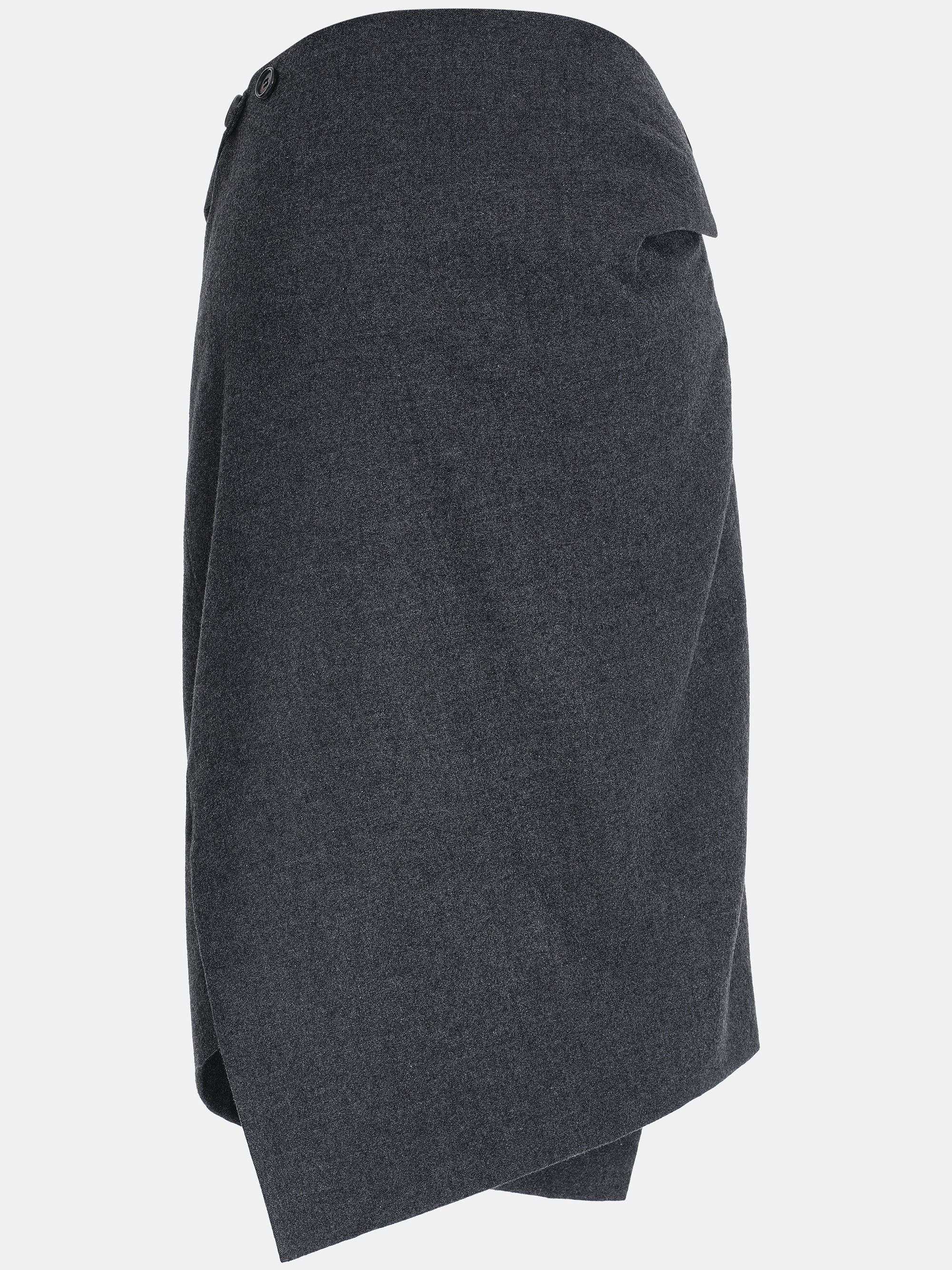 Asymmetric Draped Midi Skirt, Charcoal