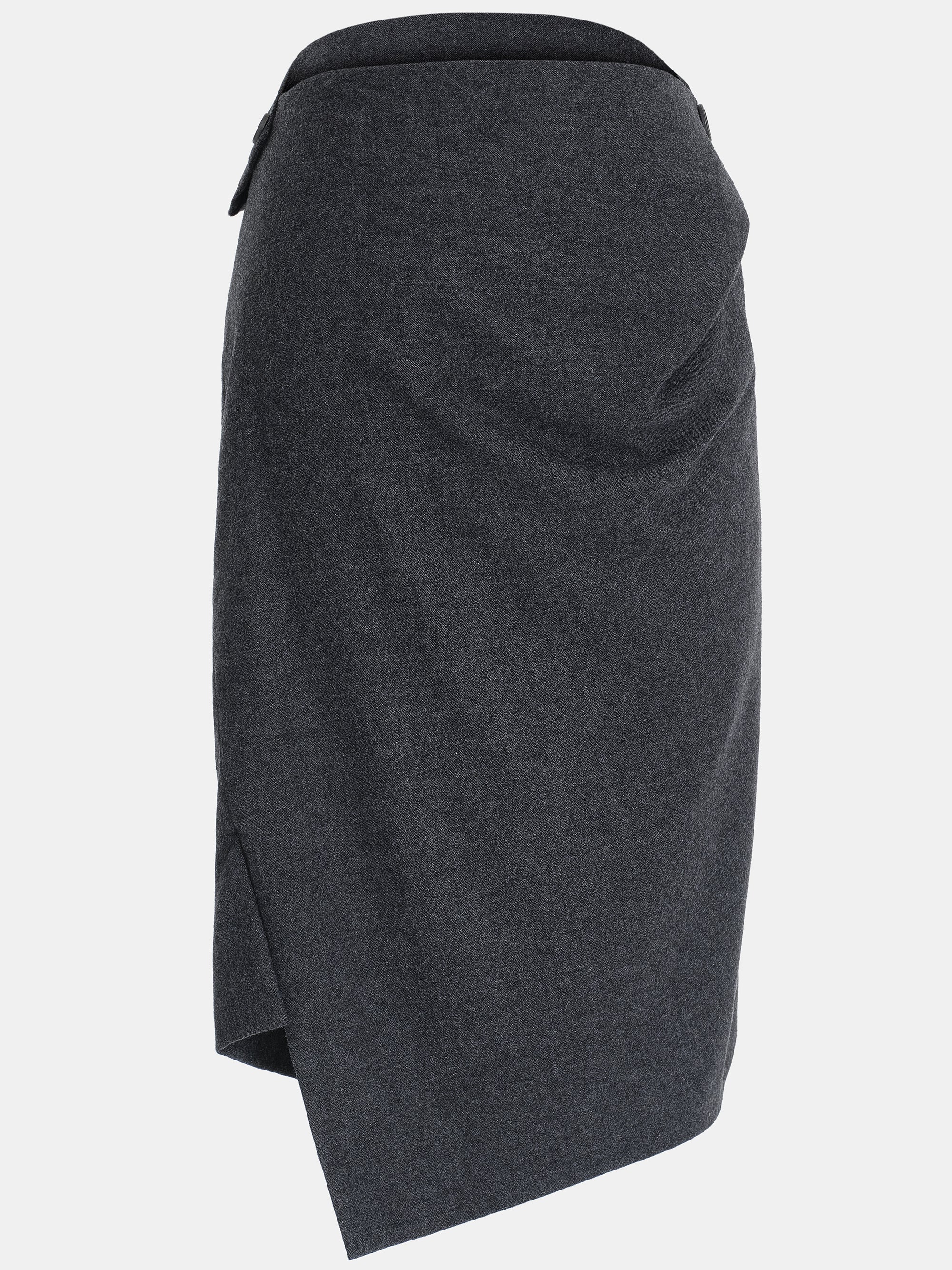 Asymmetric Draped Midi Skirt, Charcoal