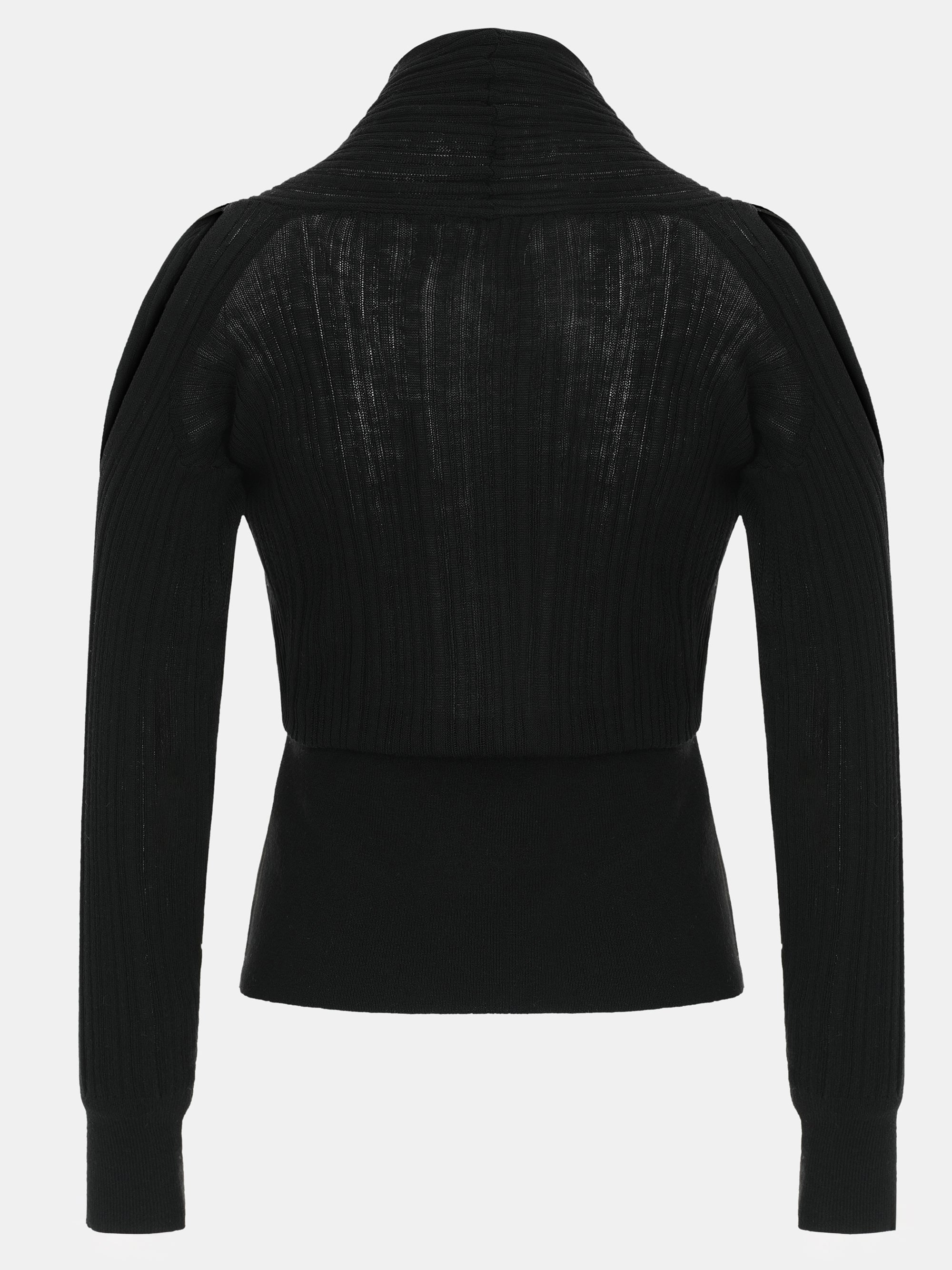 Wrap Cut-Out Knit Top, Black