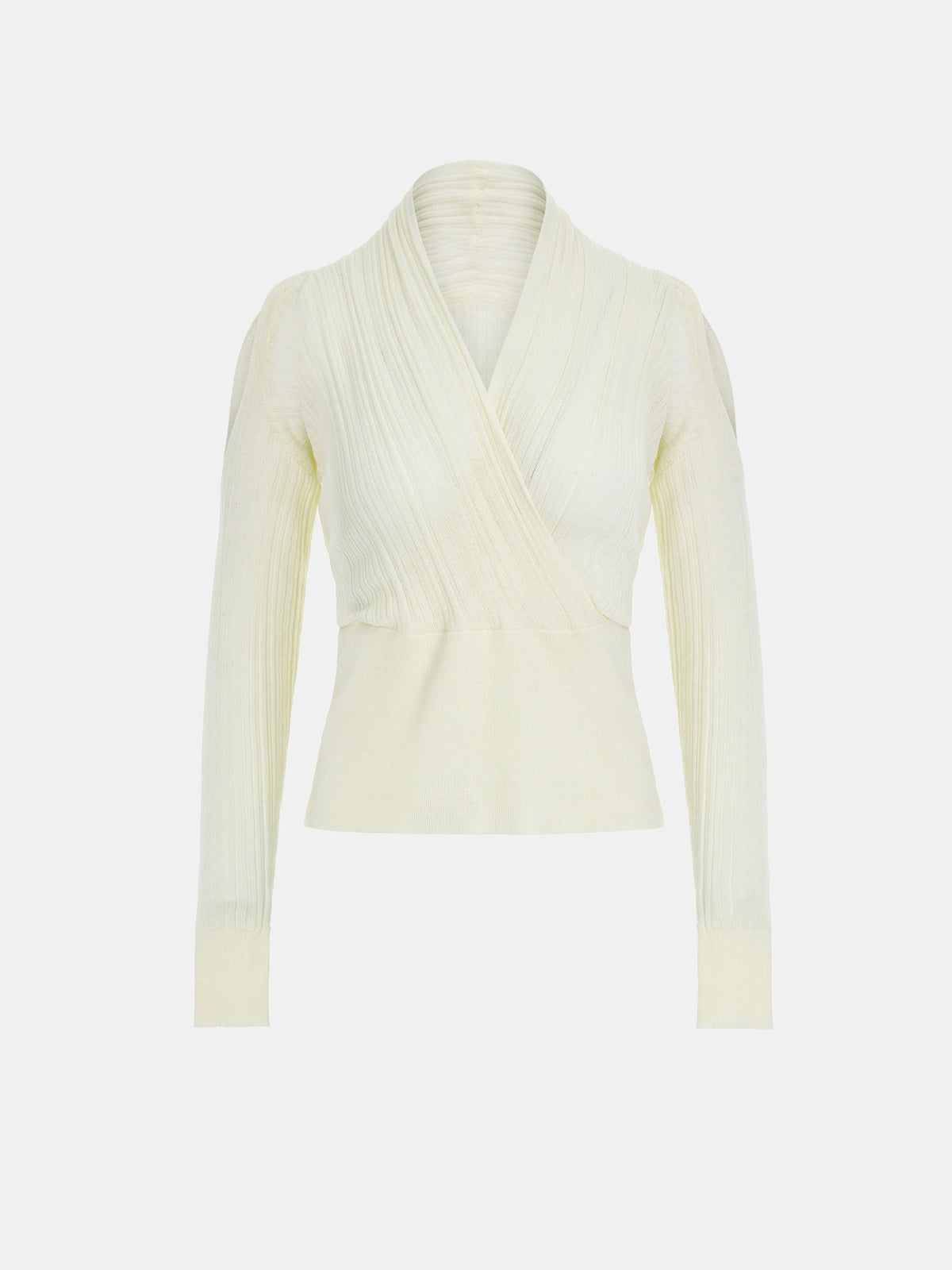 Chatto Wrap Cut-Out Knit Top, Ivory