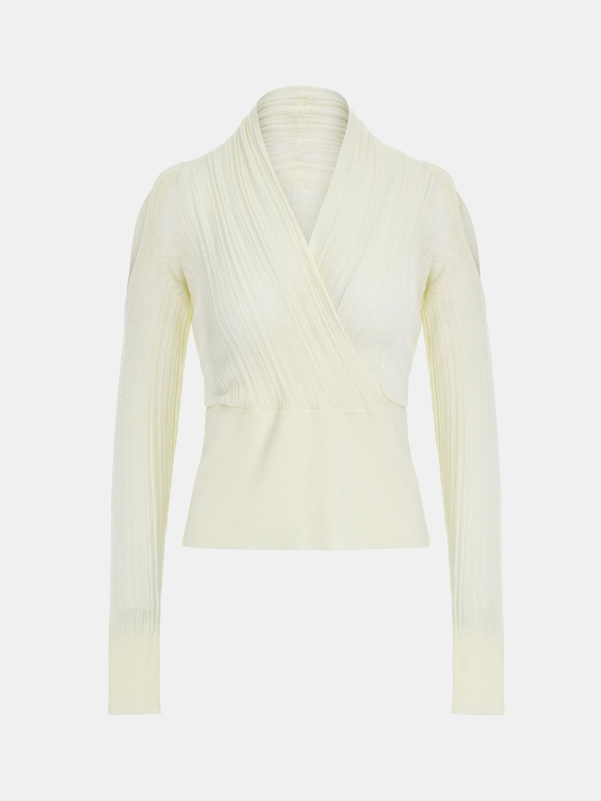 Wrap Cut-Out Knit Top, Ivory
