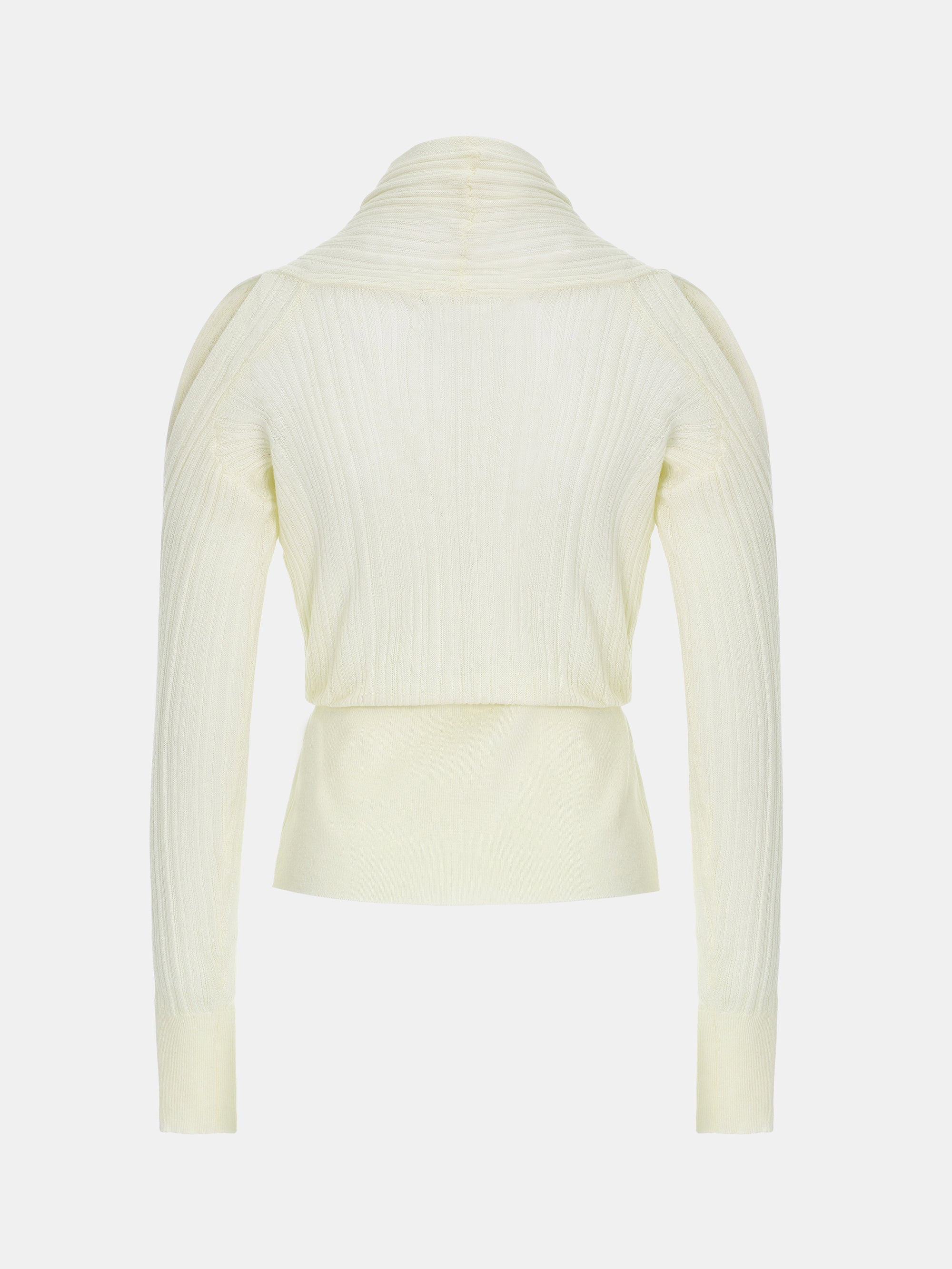 Wrap Cut-Out Knit Top, Ivory