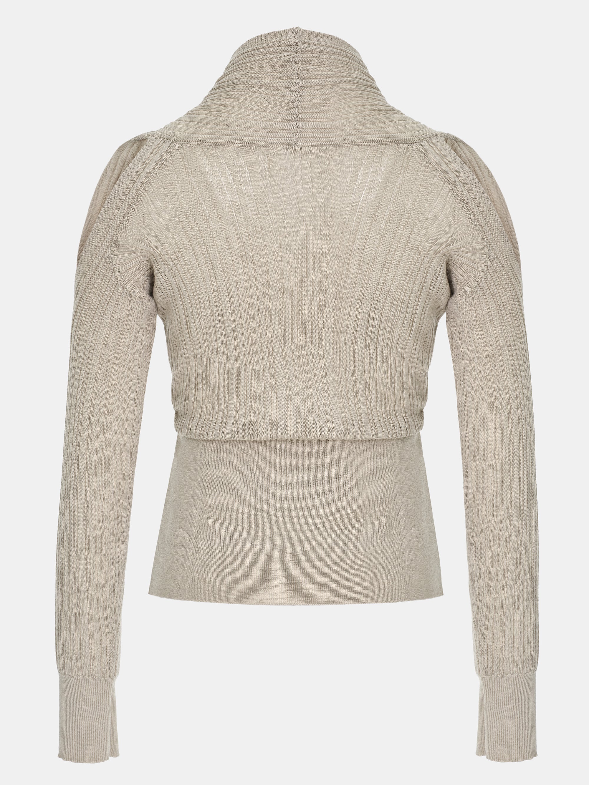 Wrap Cut-Out Knit Top, Beige