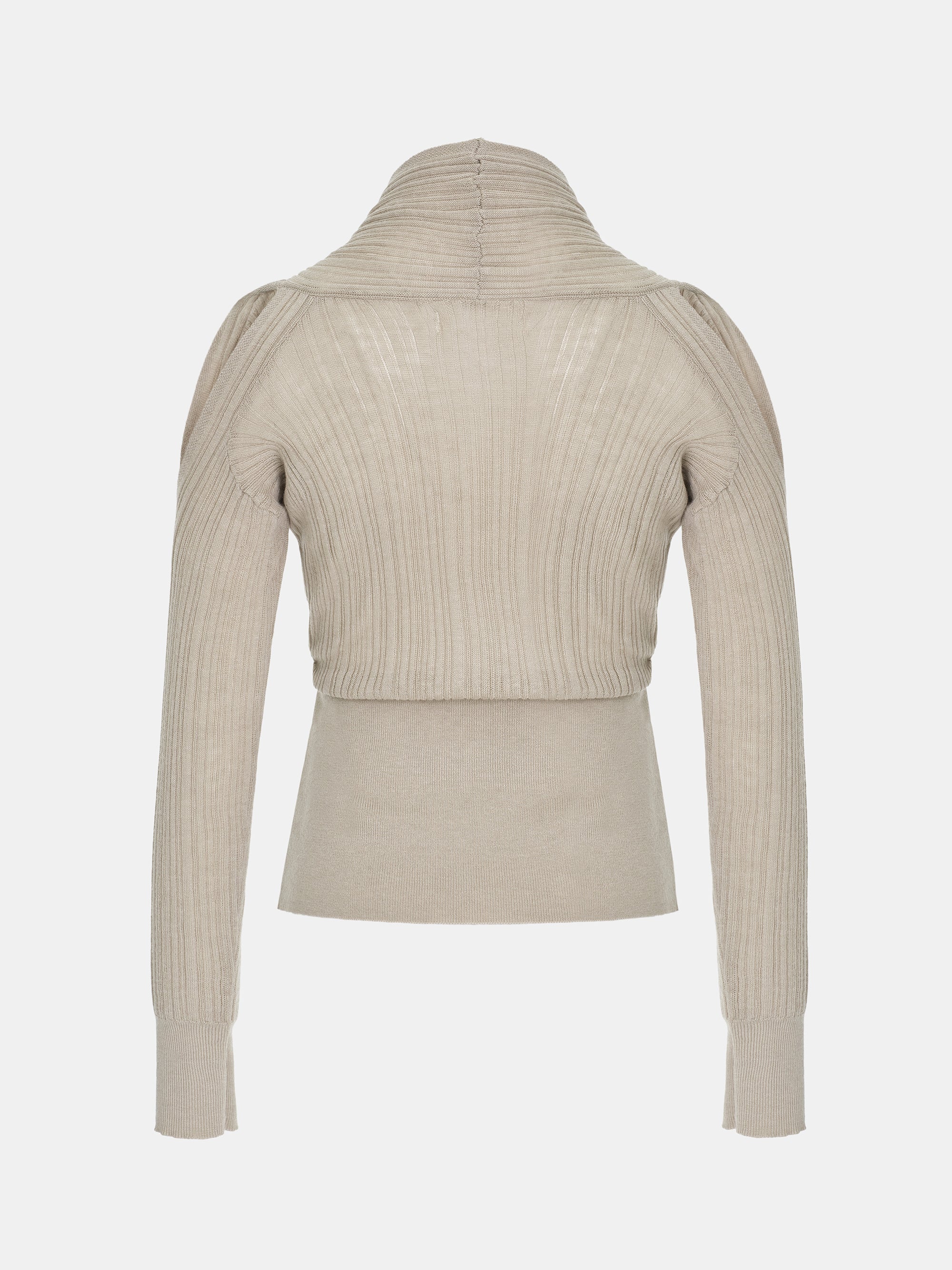 Wrap Cut-Out Knit Top, Beige