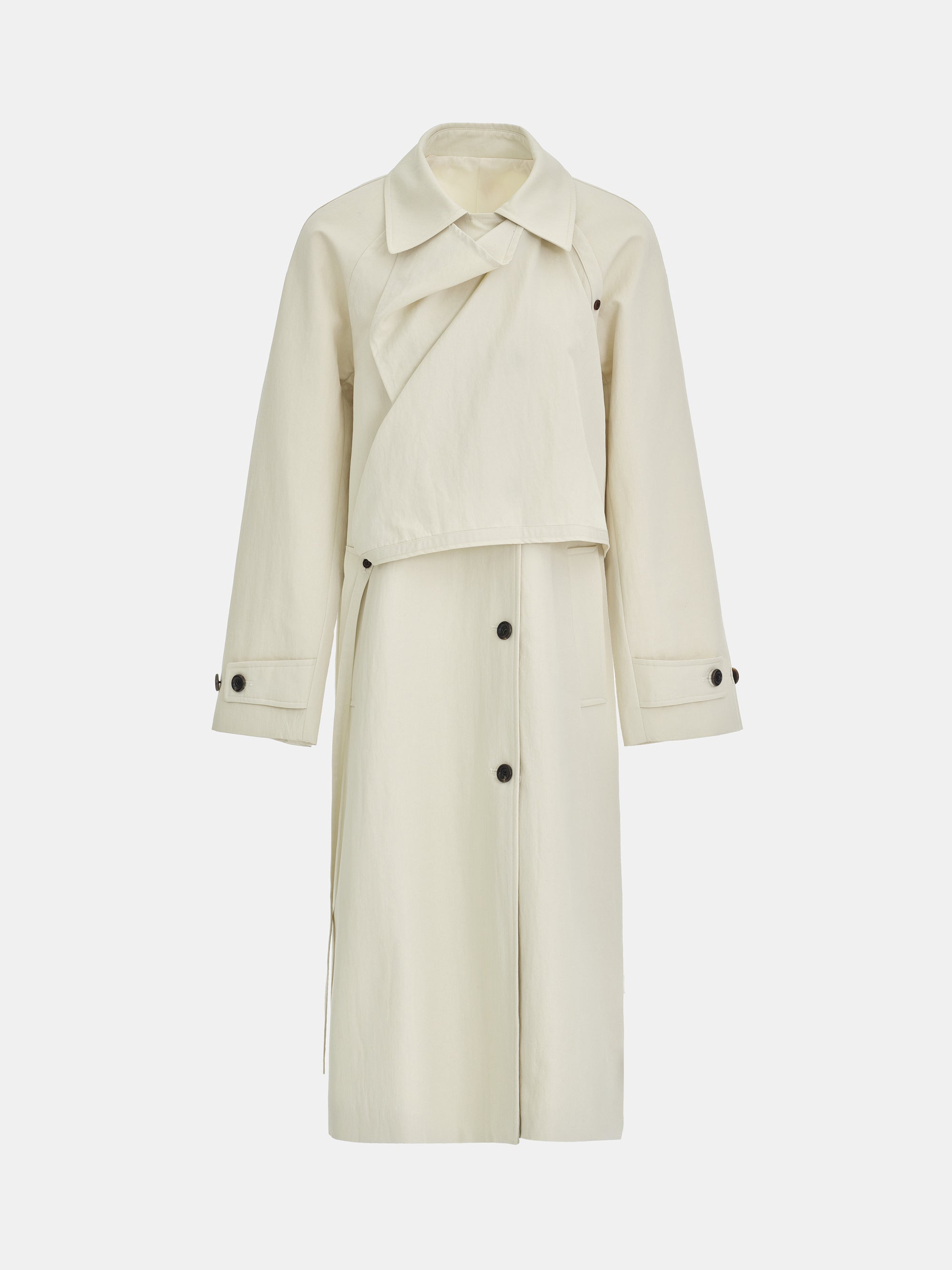 Scarf Panel Trench Coat, Ivory