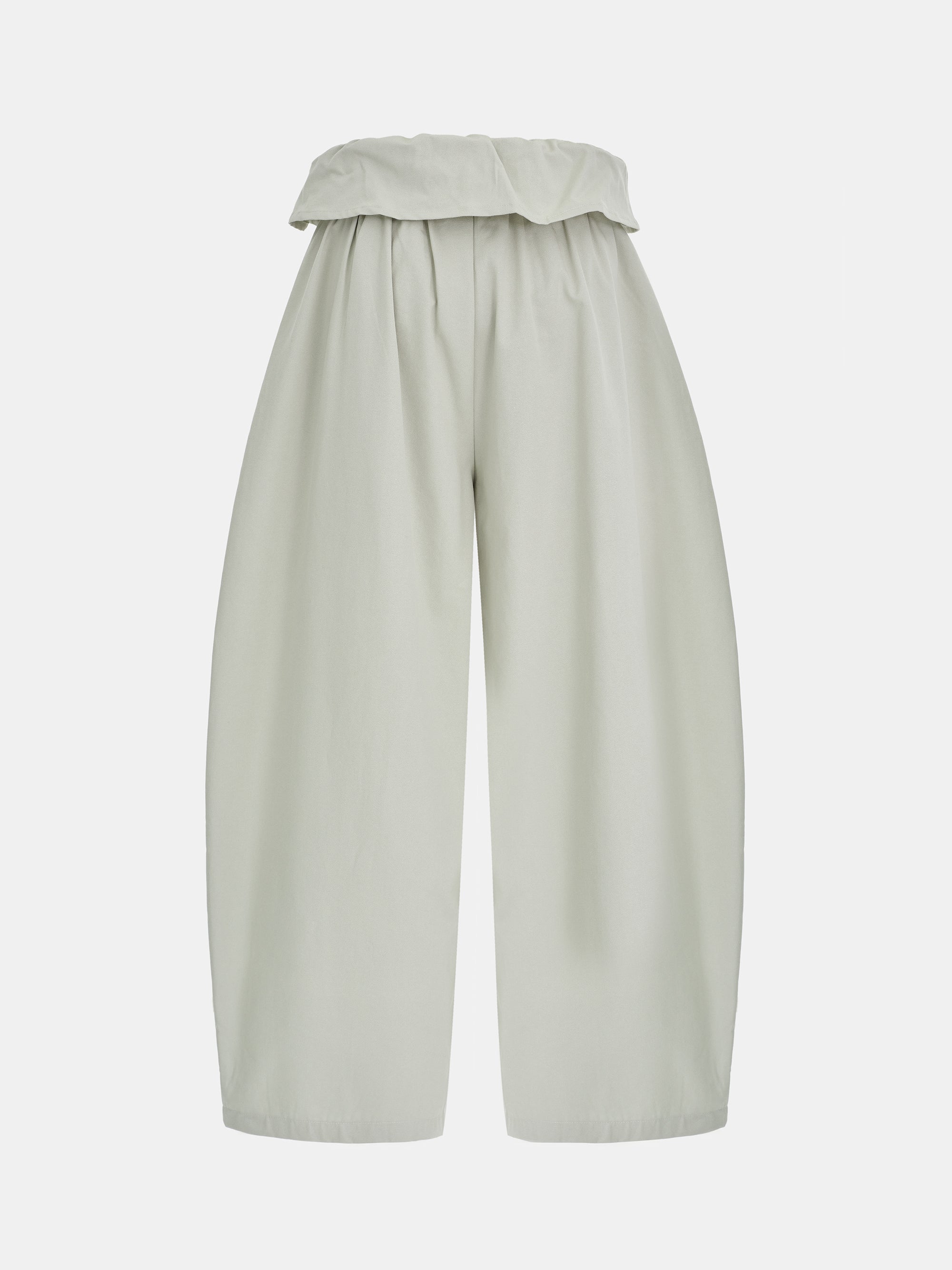 Foldover Wide-Leg Pants, Oat