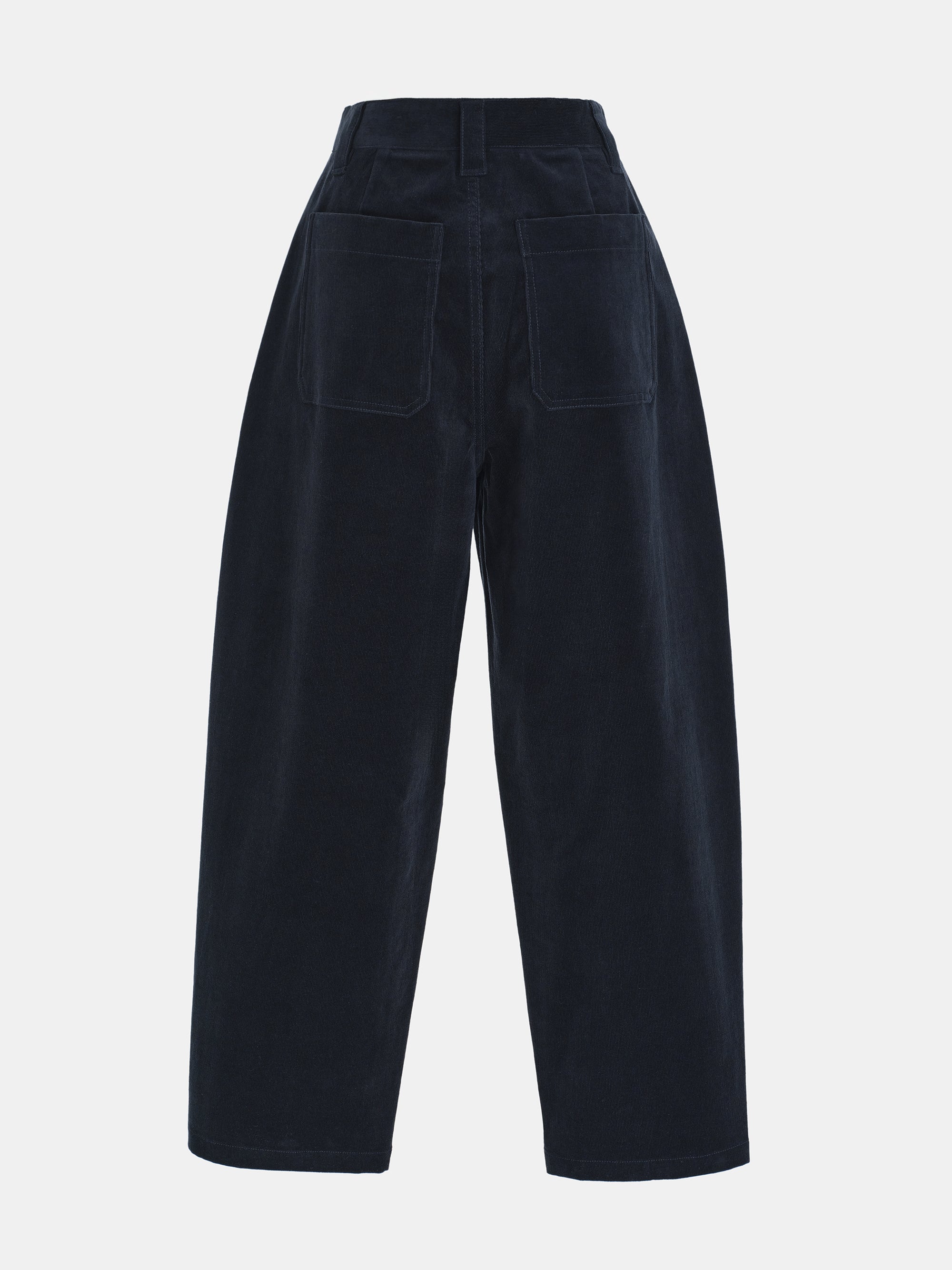 Barrel-Leg Corduroy Trousers, Navy