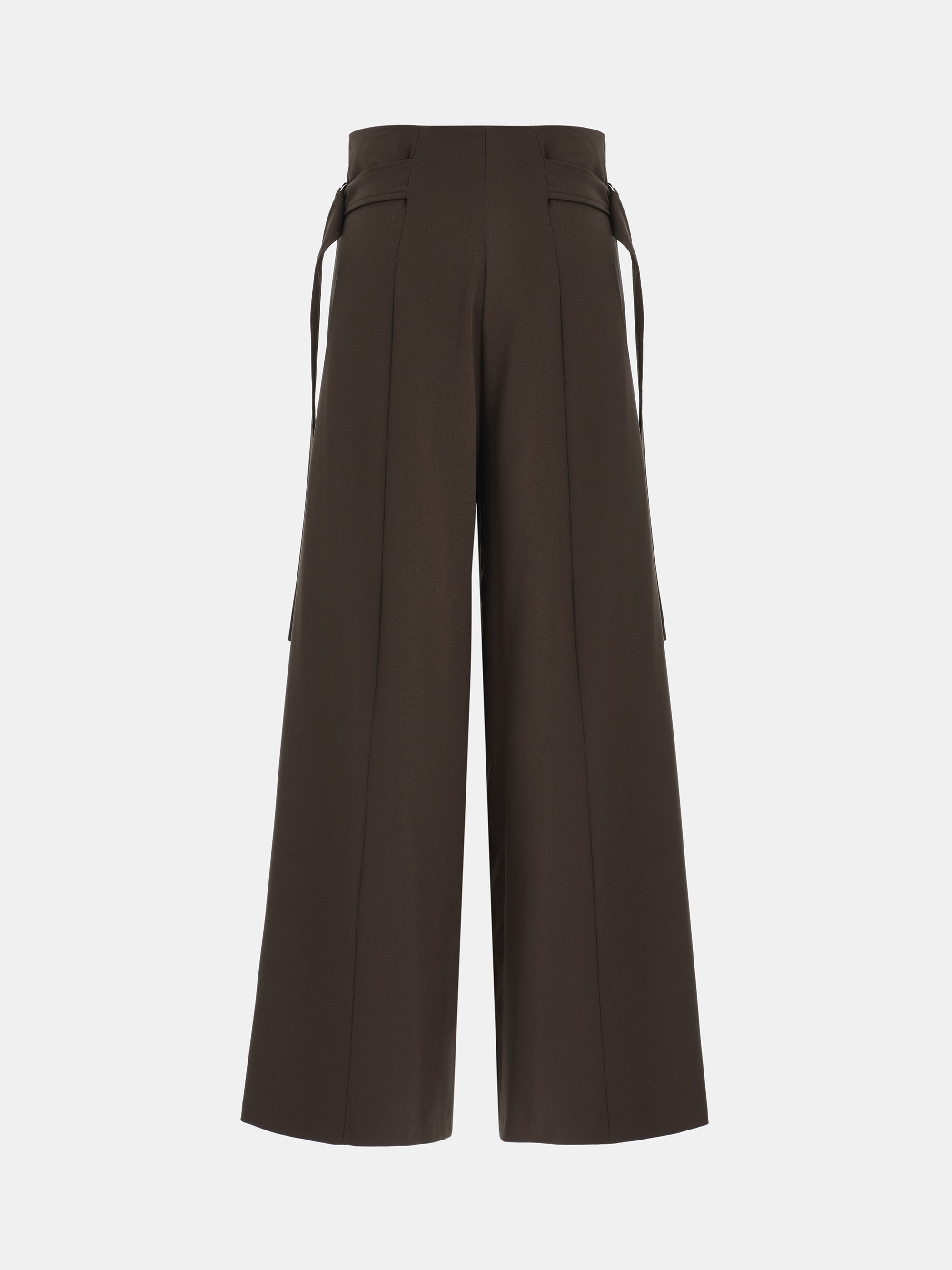 D-Ring Wide-Leg Trousers, Brown