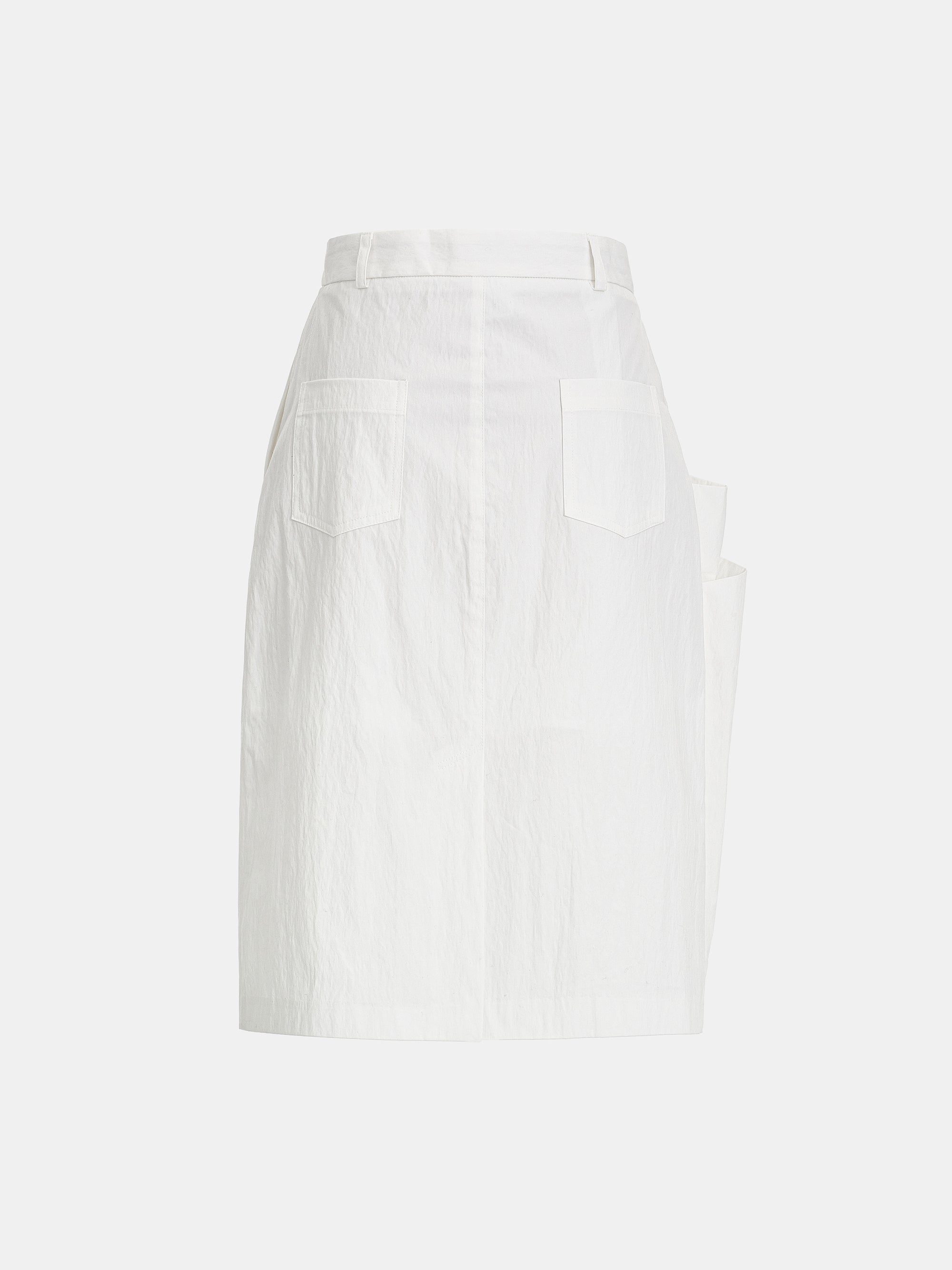 Paneled Midi Skirt, White